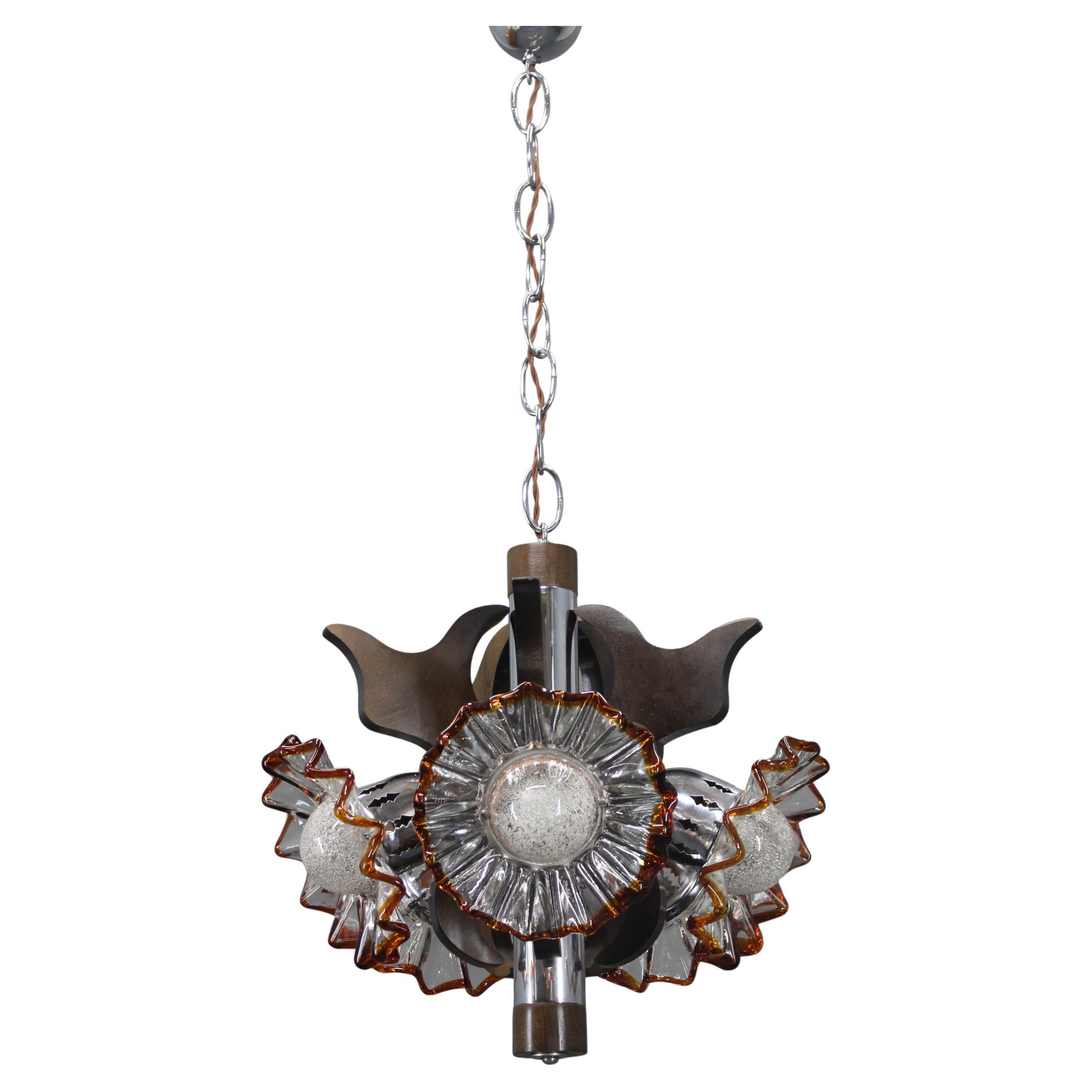 1970s Chandelier with Murano Glass Shades, Italy