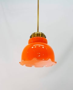 1970s Chandeliers with Orange Colored Glass Shade
