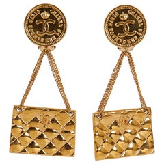 Vintage 1970's Chanel Flap Purse Earrings