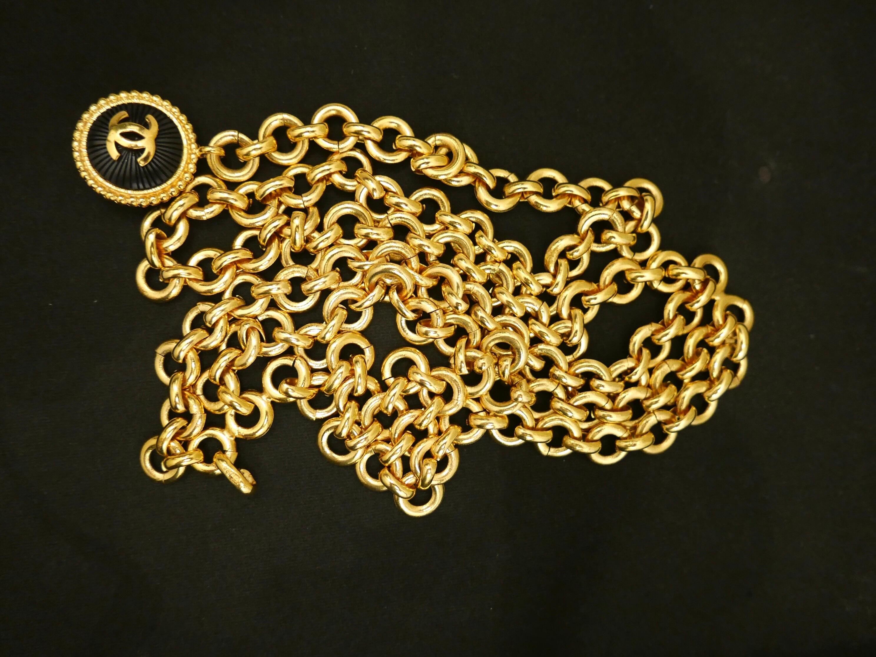 Women's 1970s CHANEL Gold Plated Triple Chain Belt Necklace