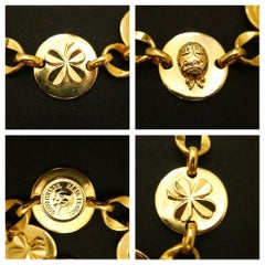 Vintage Chanel Gold Toned Coco Ladybug Clover Chaim Belt Necklace