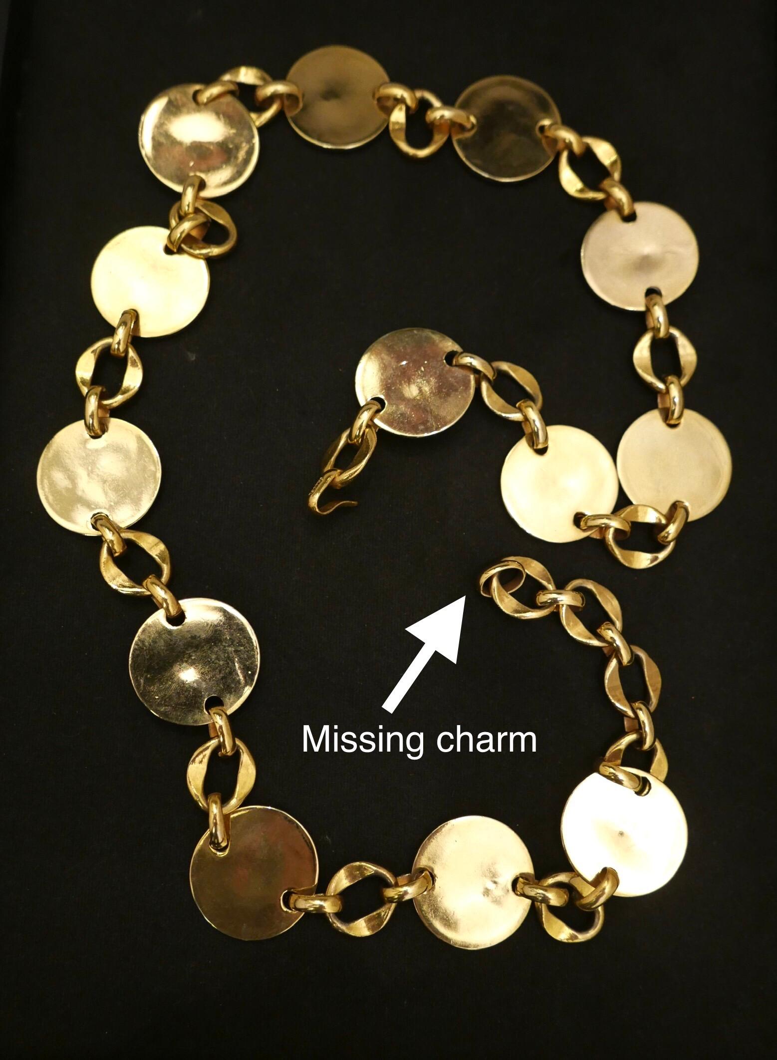 Women's Vintage Chanel Gold Toned Coco Ladybug Clover Chaim Belt Necklace 