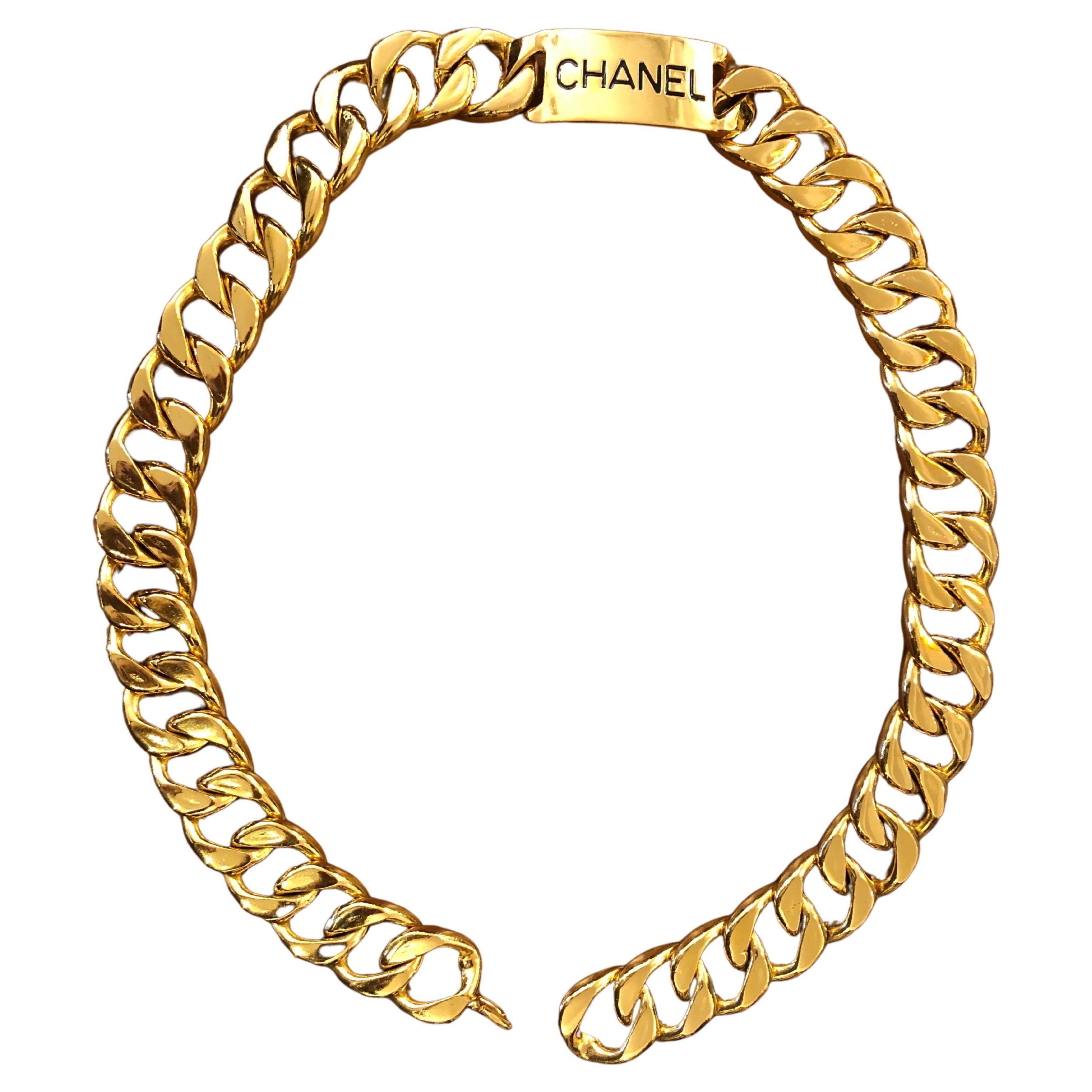 1970s Vintage Chanel Gold Toned Jumbo Chain Belt Necklace