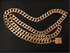1980s Vintage CHANEL Gold Toned Perfume Chain Belt