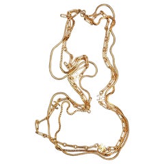 Vintage 1970s Chanel Gold Toned Triple Chain Necklace