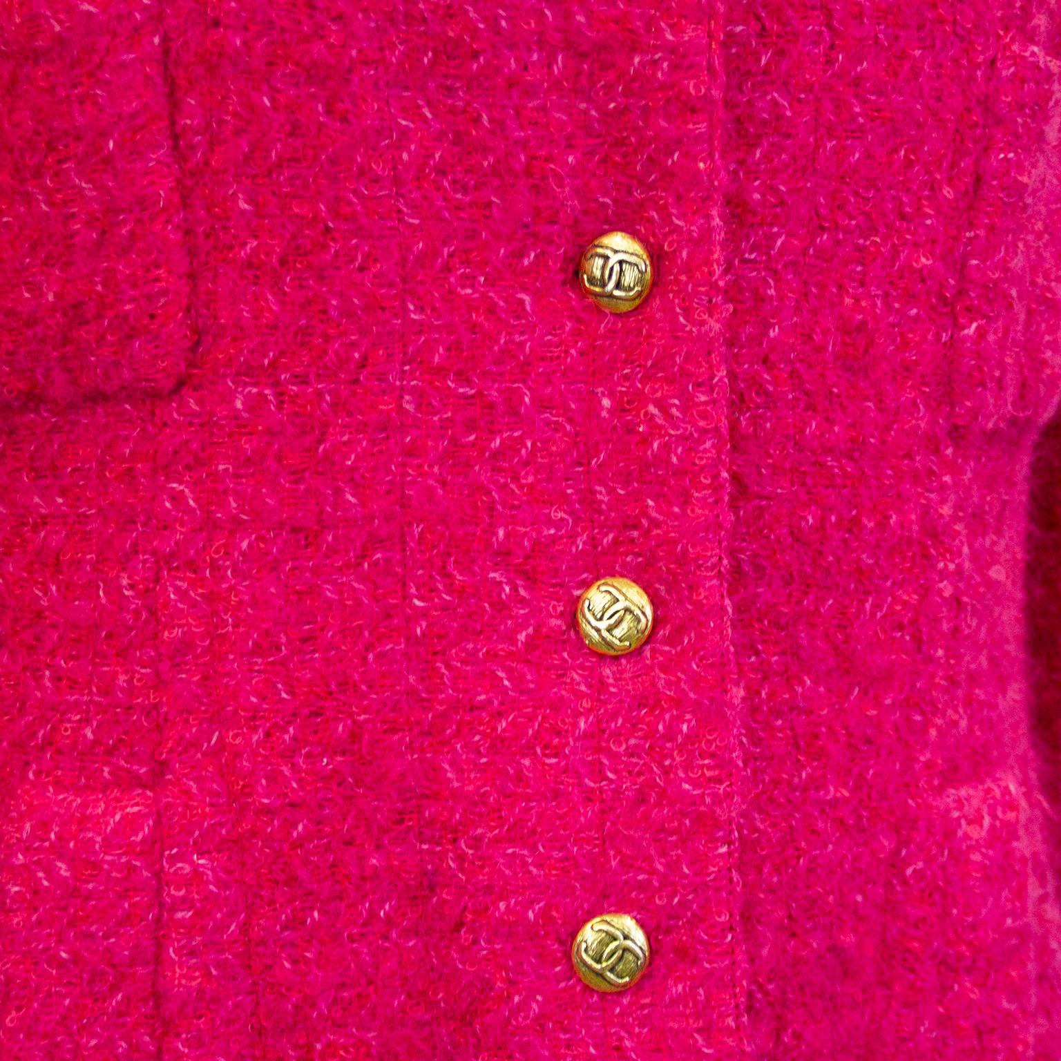 Red 1970's Chanel Haute Couture Bouclé Coat/Dress For Sale