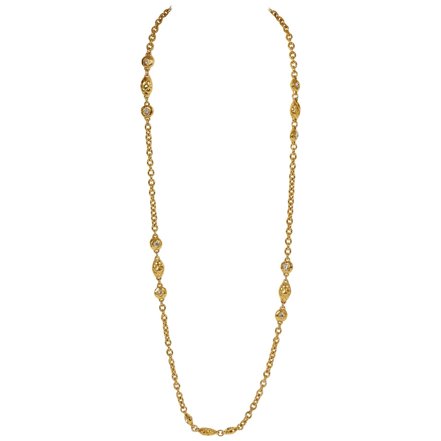 1970's Chanel Long Crystal Satutoir Necklace