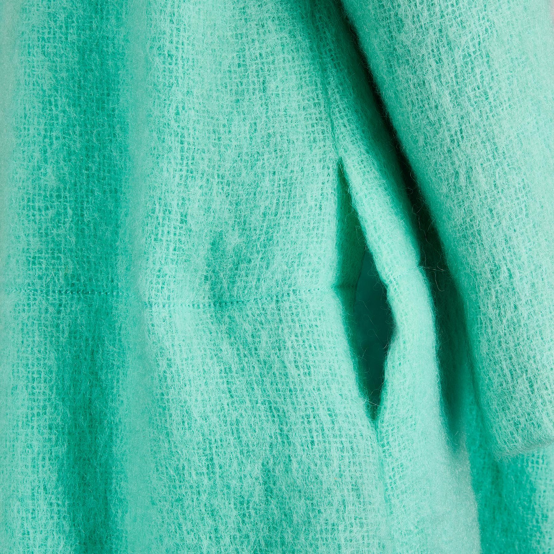1970s Chanel Mohair Silk-Lined Seafoam Green Coat For Sale 1