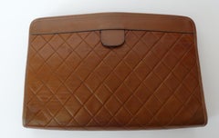 1970s Chanel Quilted Brown Leather Clutch
