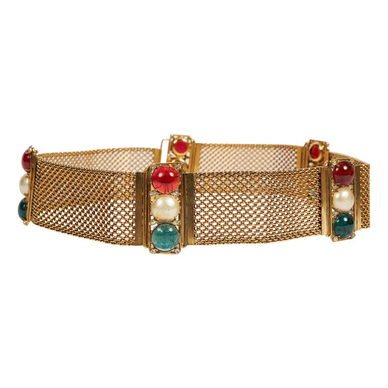 Chanel Rare ceinture en maille Gripoix avec bijoux en maille