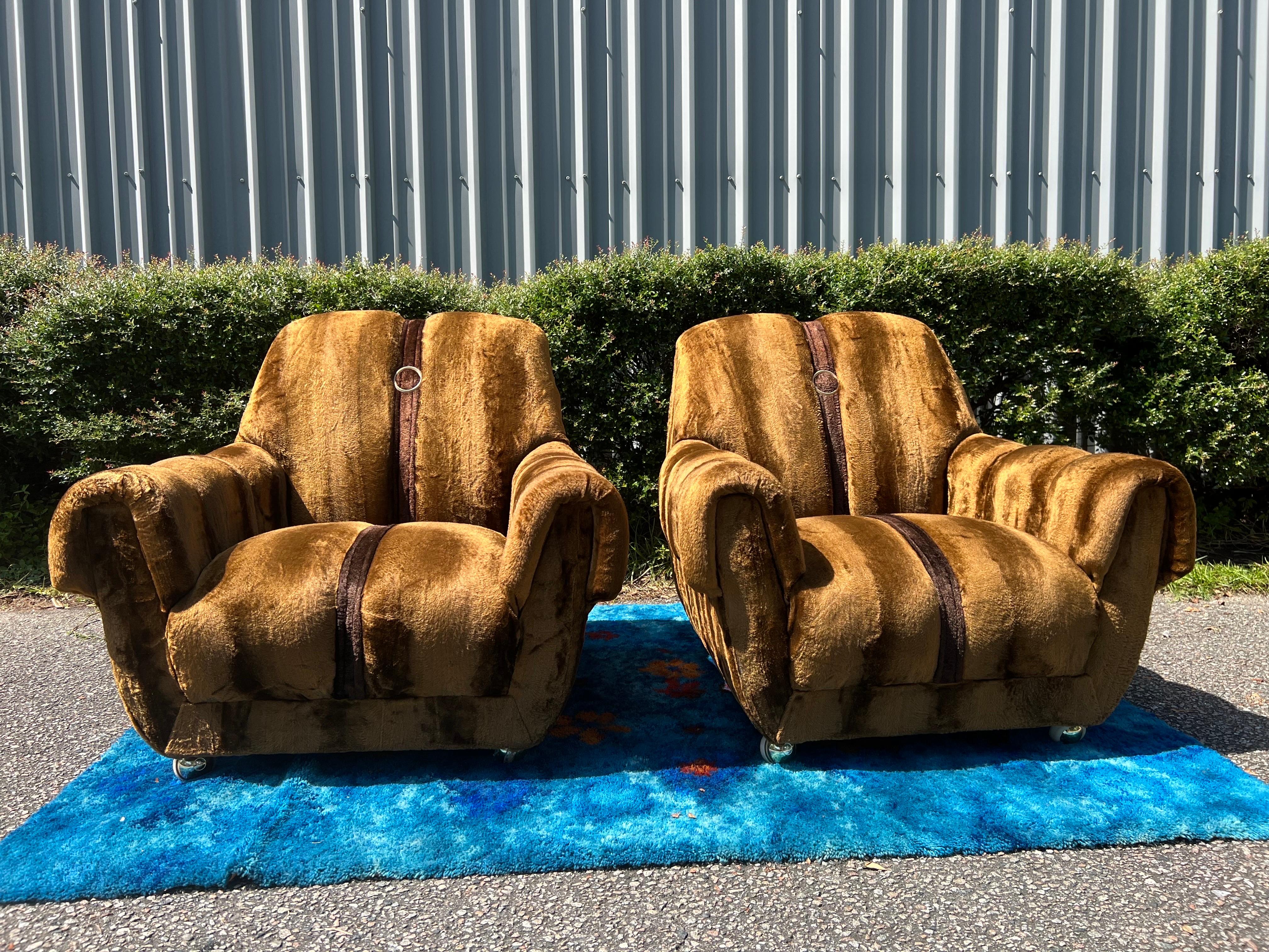 Mid-Century Modern 1970s Channeled Arm Chairs - a Pair For Sale