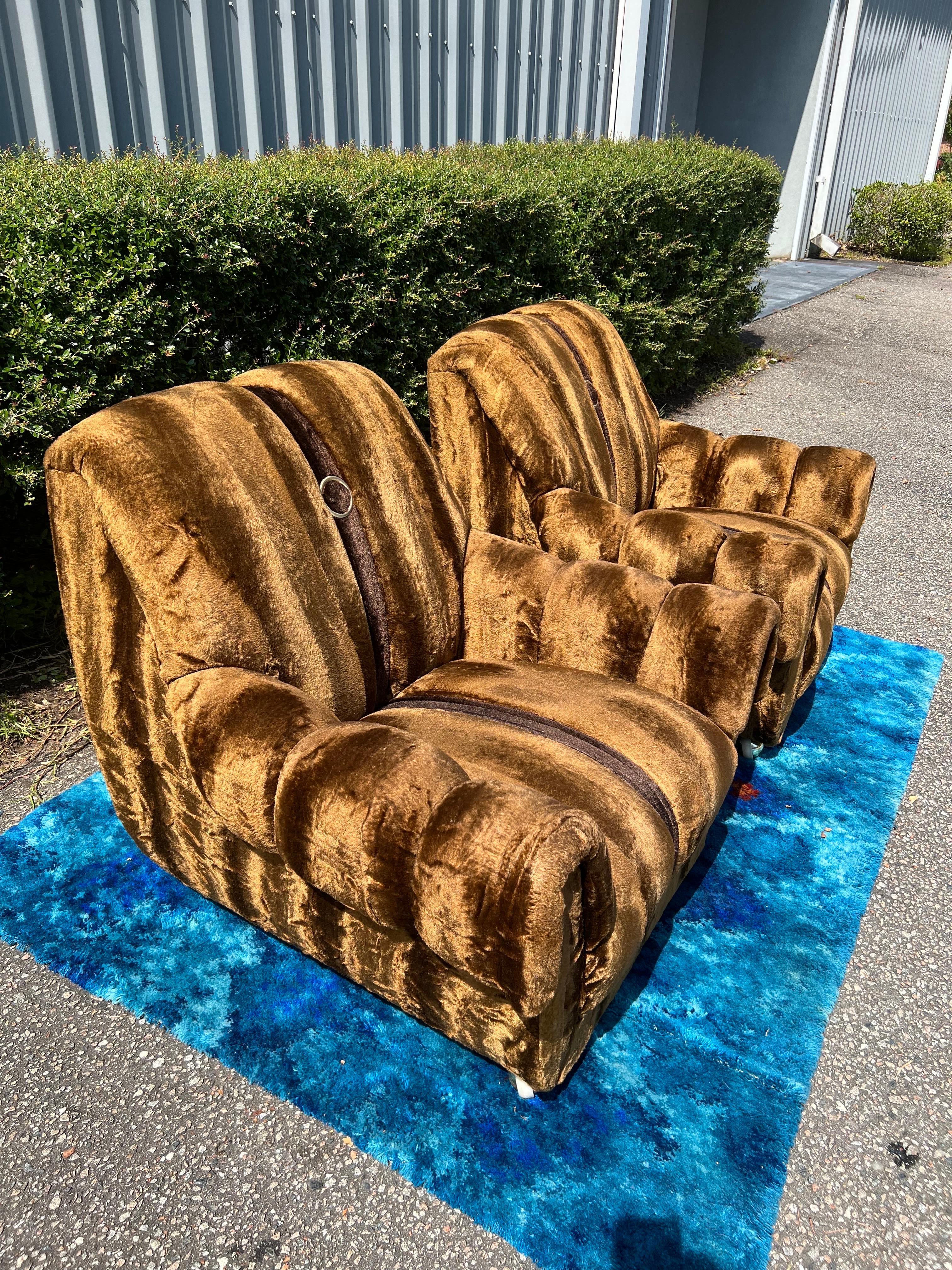 American 1970s Channeled Arm Chairs - a Pair For Sale