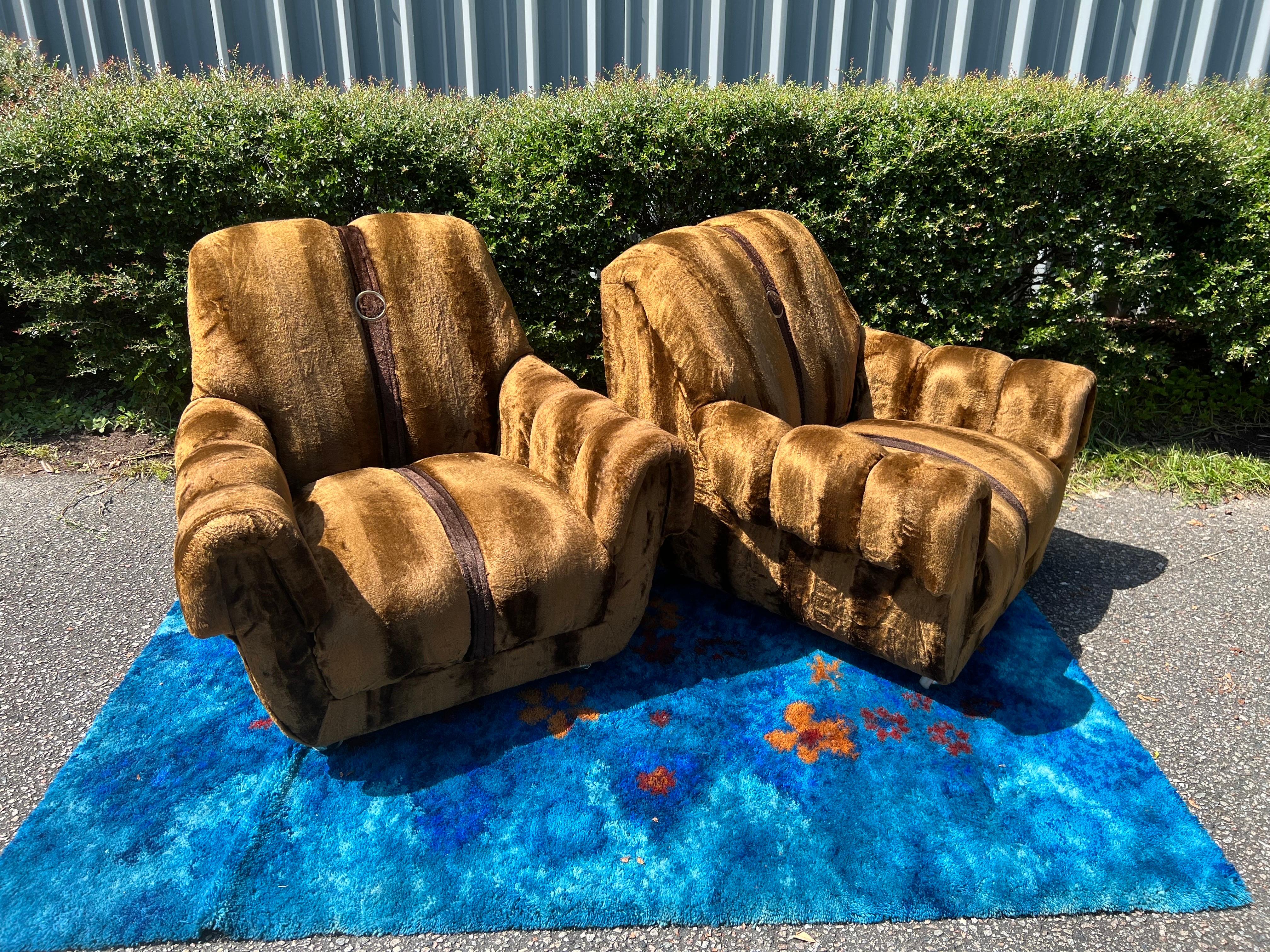Late 20th Century 1970s Channeled Arm Chairs - a Pair For Sale