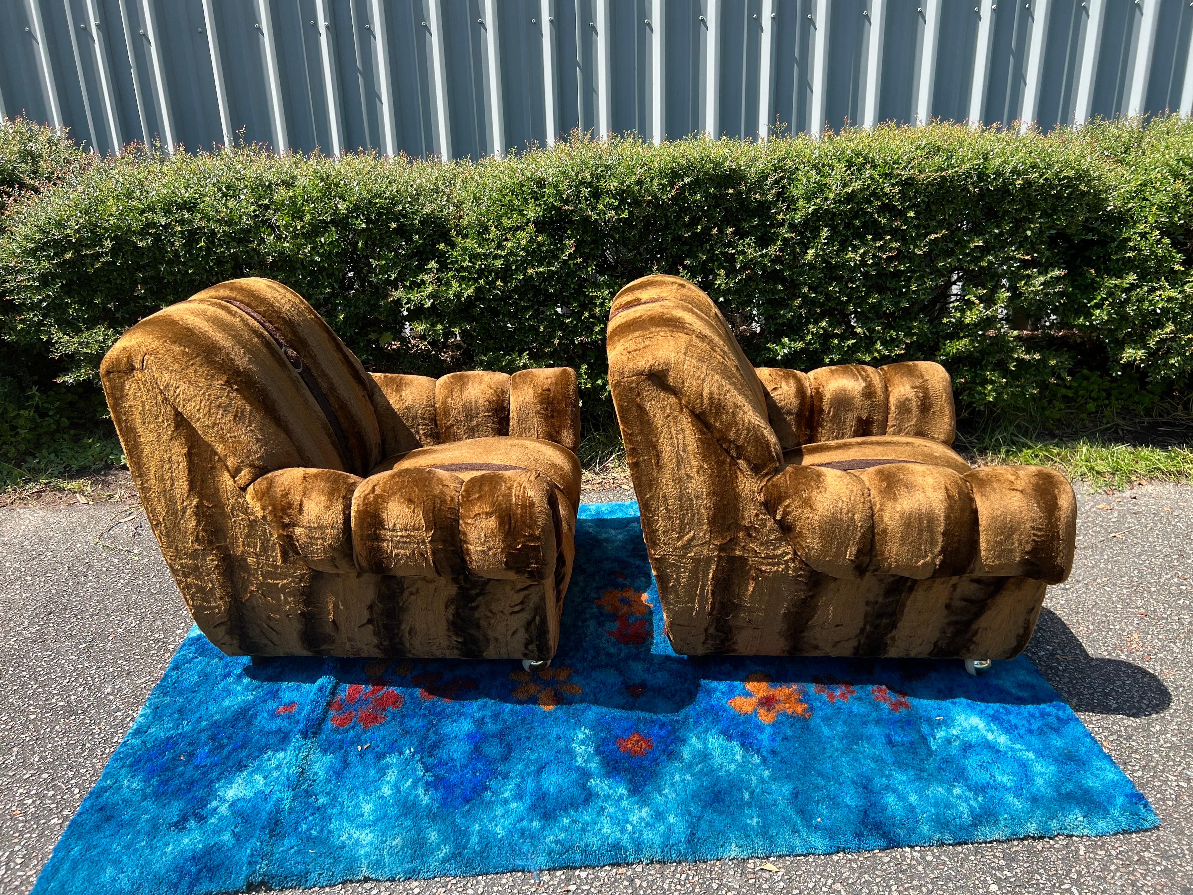 1970s Channeled Arm Chairs - a Pair For Sale 1