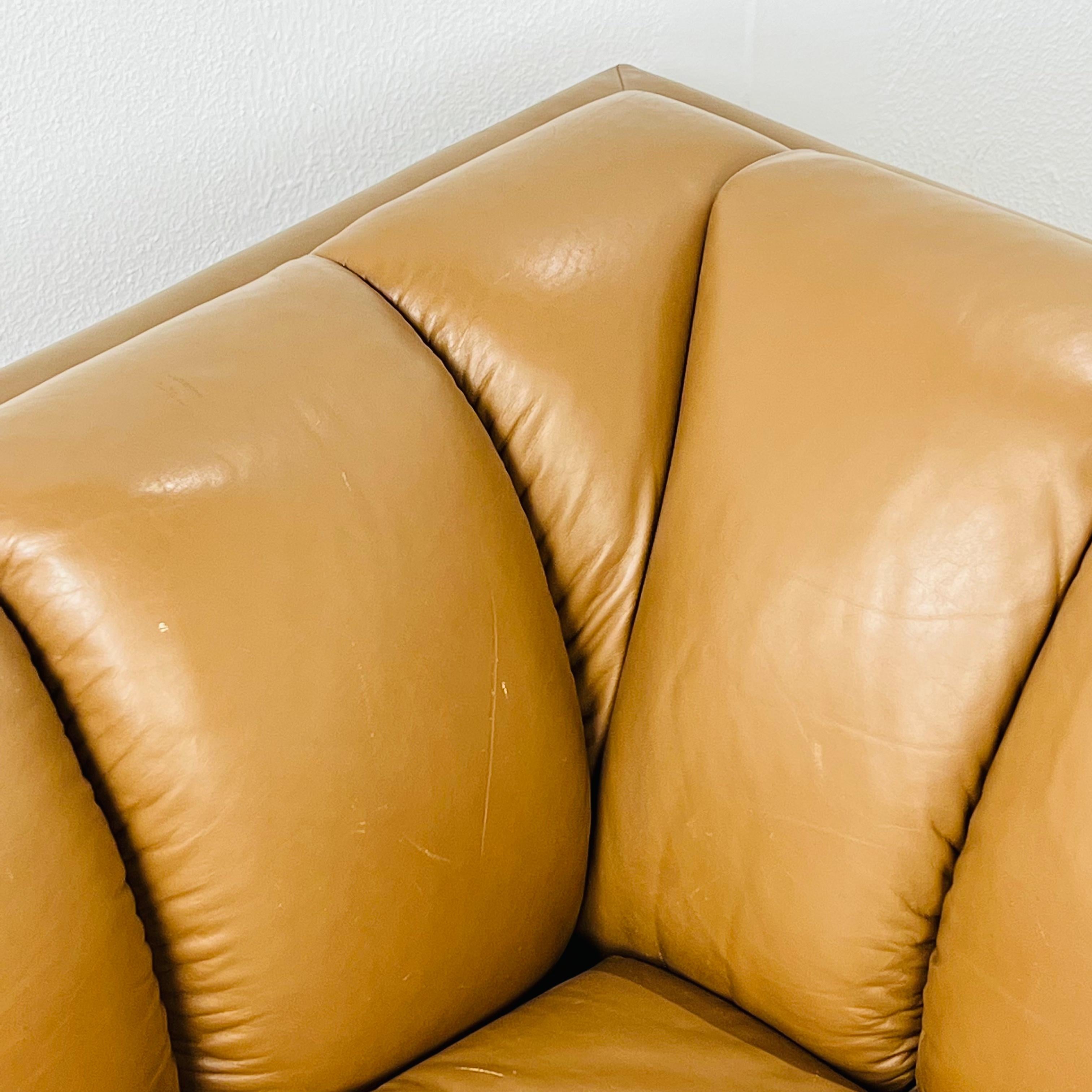 1970's Channeled Leather Sofa by Metropolitan For Sale 9