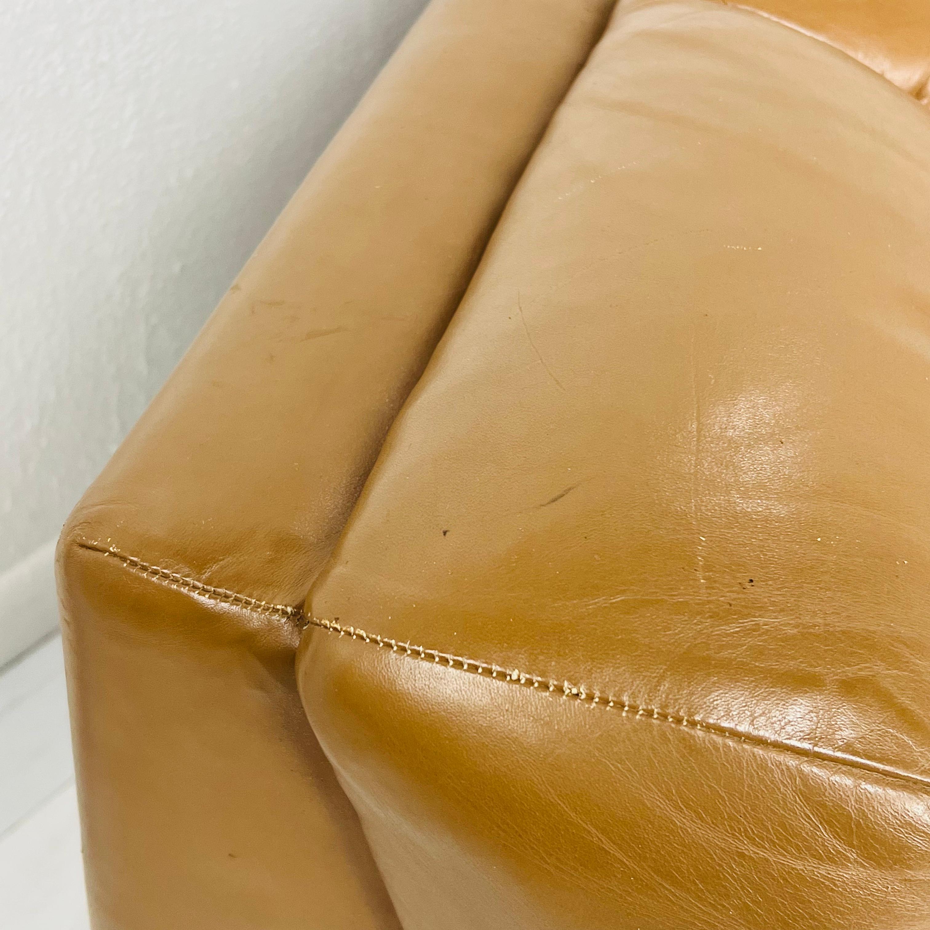 1970's Channeled Leather Sofa by Metropolitan For Sale 10