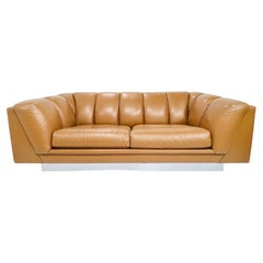 1970's Channeled Leather Sofa by Metropolitan