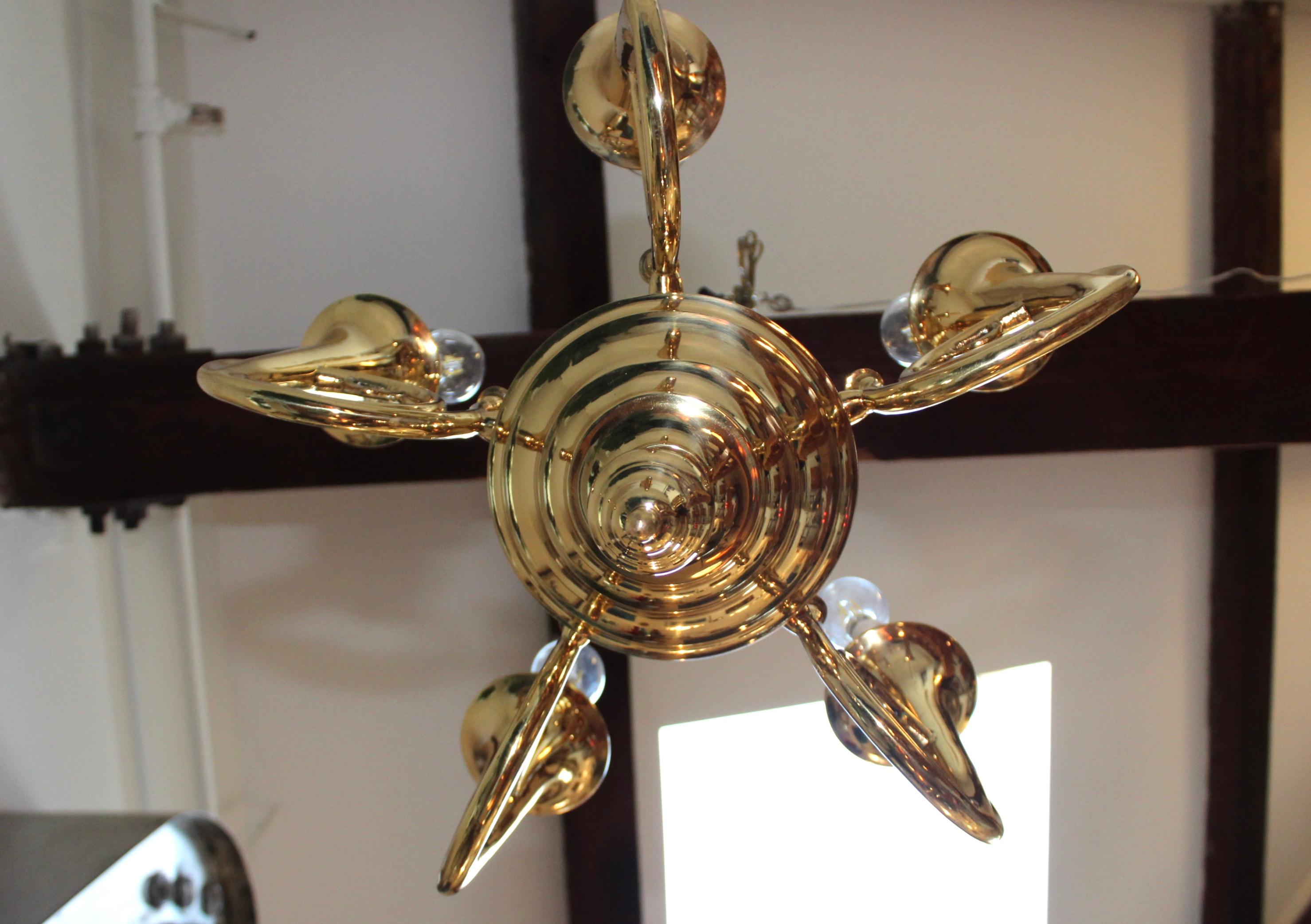 1970's brass chandelier