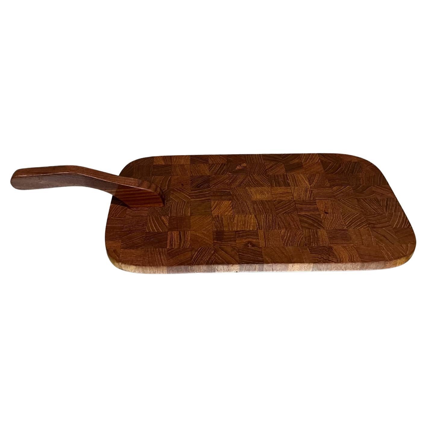 1970s Charcuterie Cheese Board Staved Teak For Sale