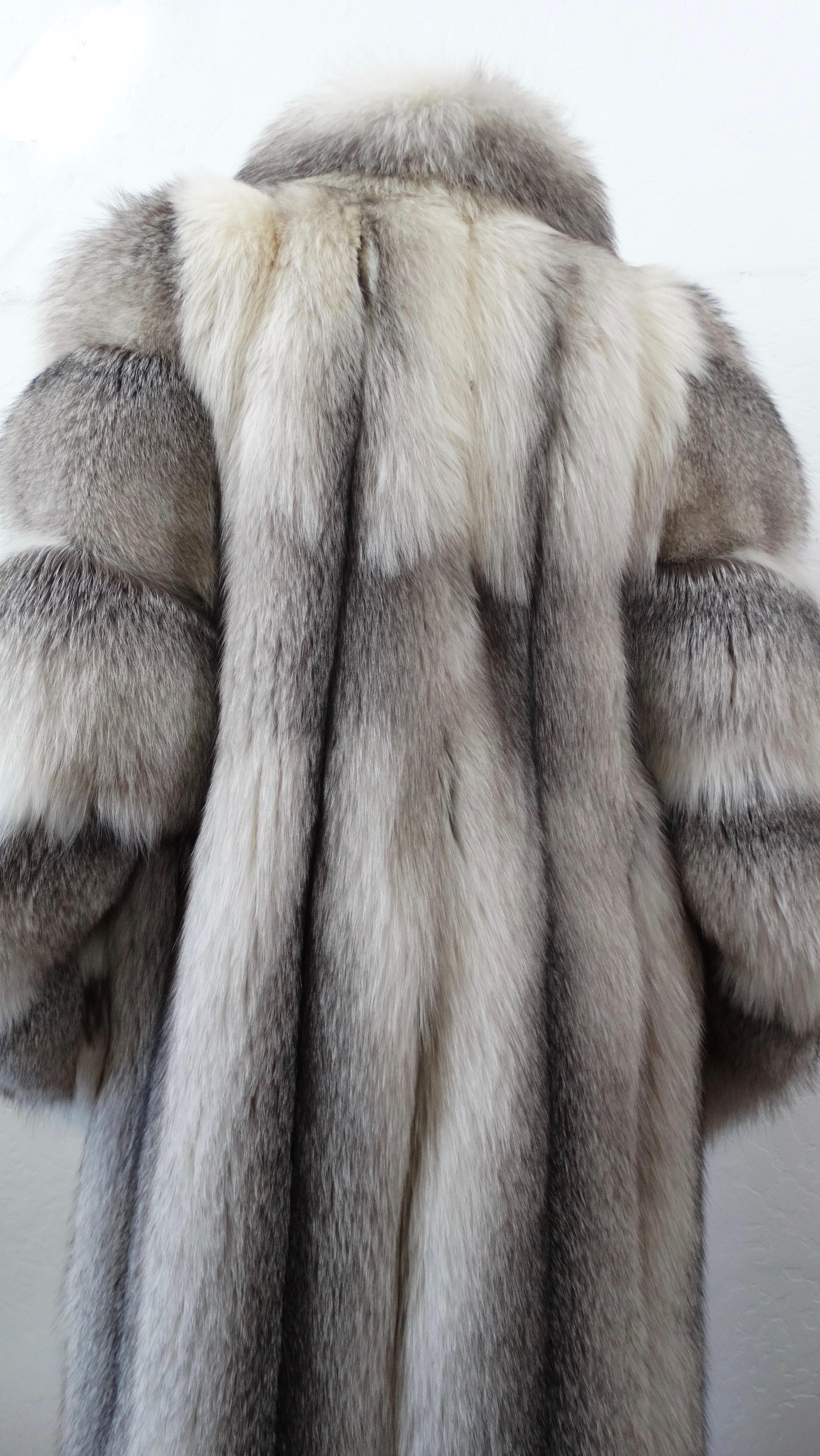 Charles Calfun 1970s Grey Fox Fur Coat 2