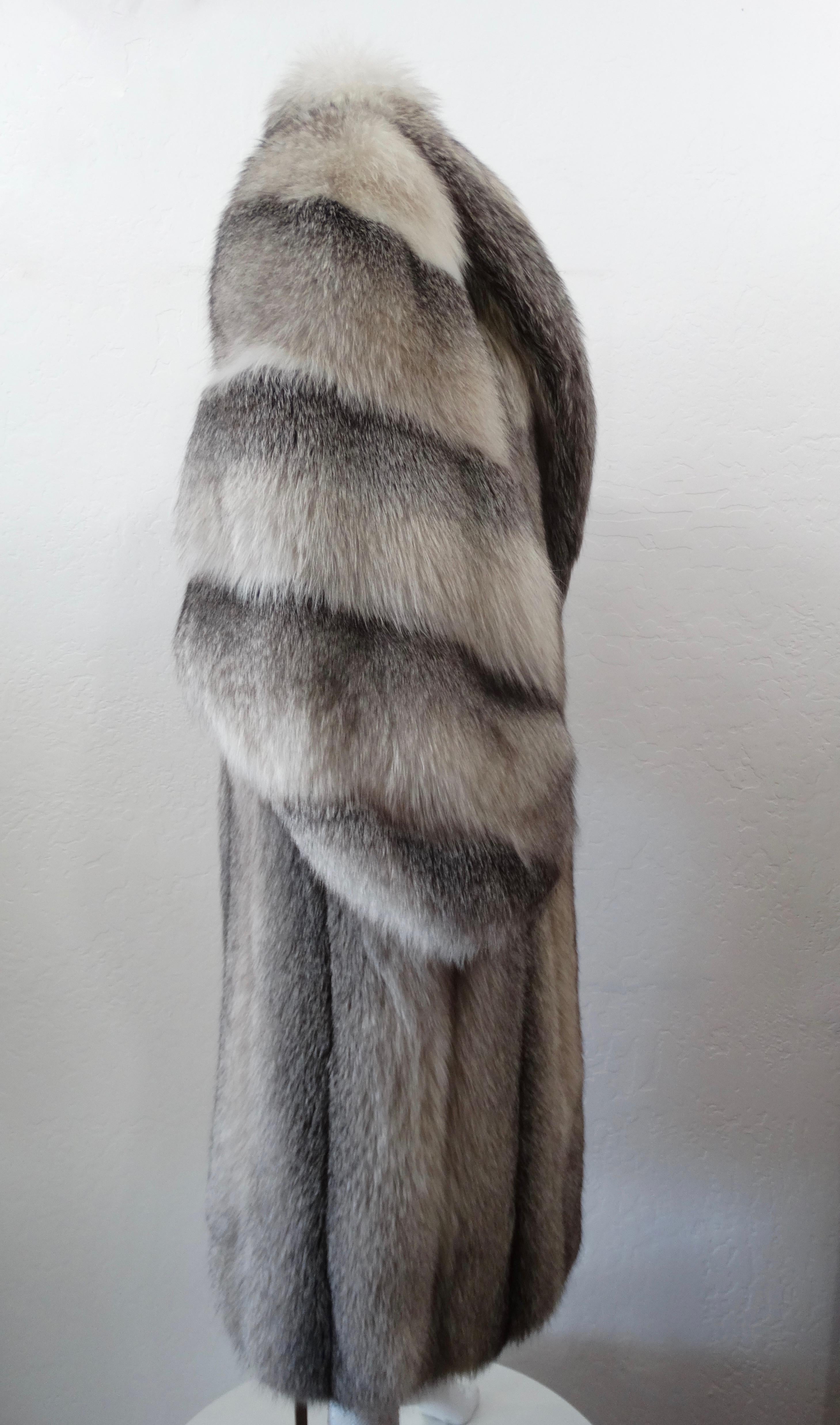 Charles Calfun 1970s Grey Fox Fur Coat 3