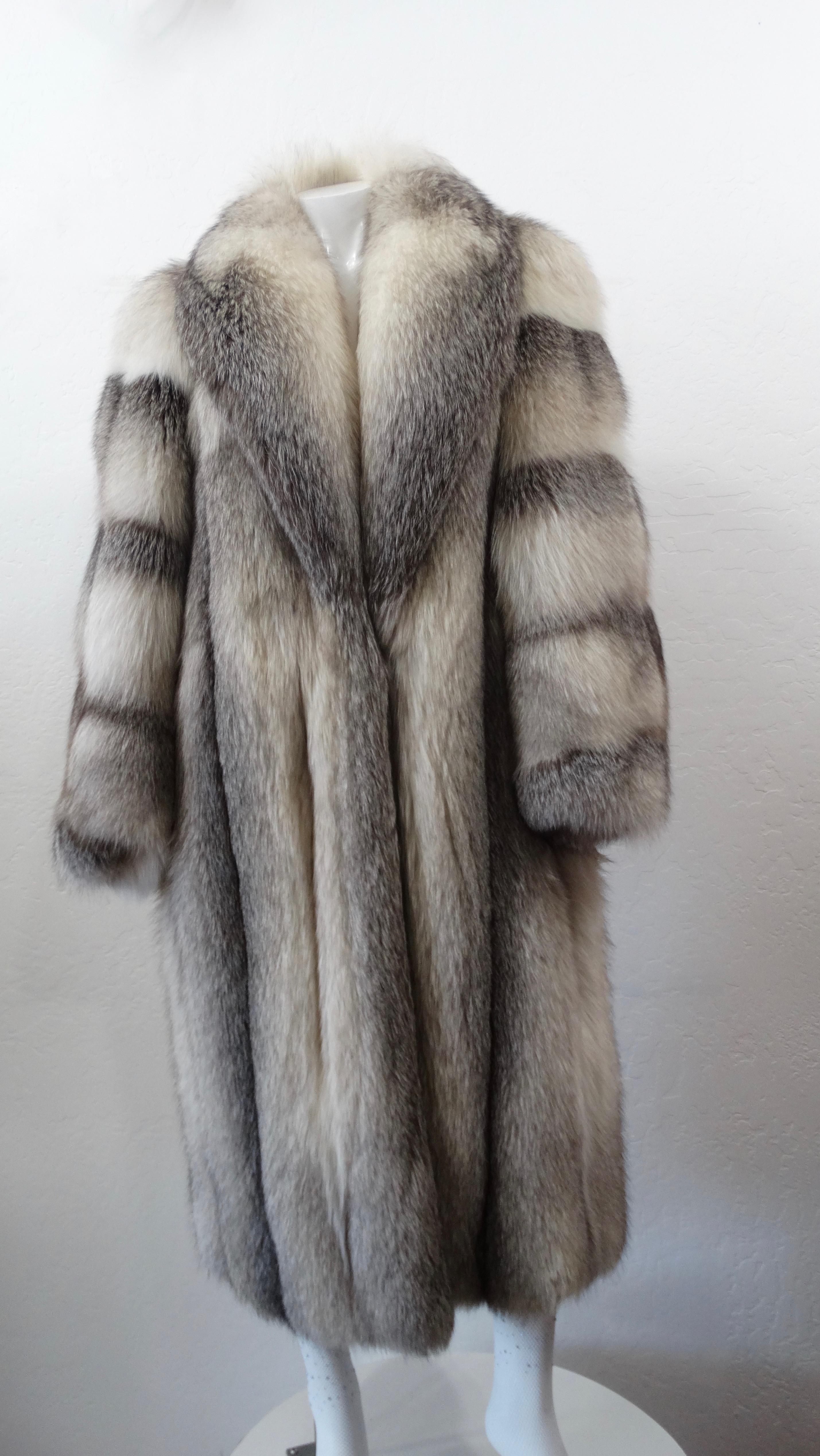 Charles Calfun 1970s Grey Fox Fur Coat 6