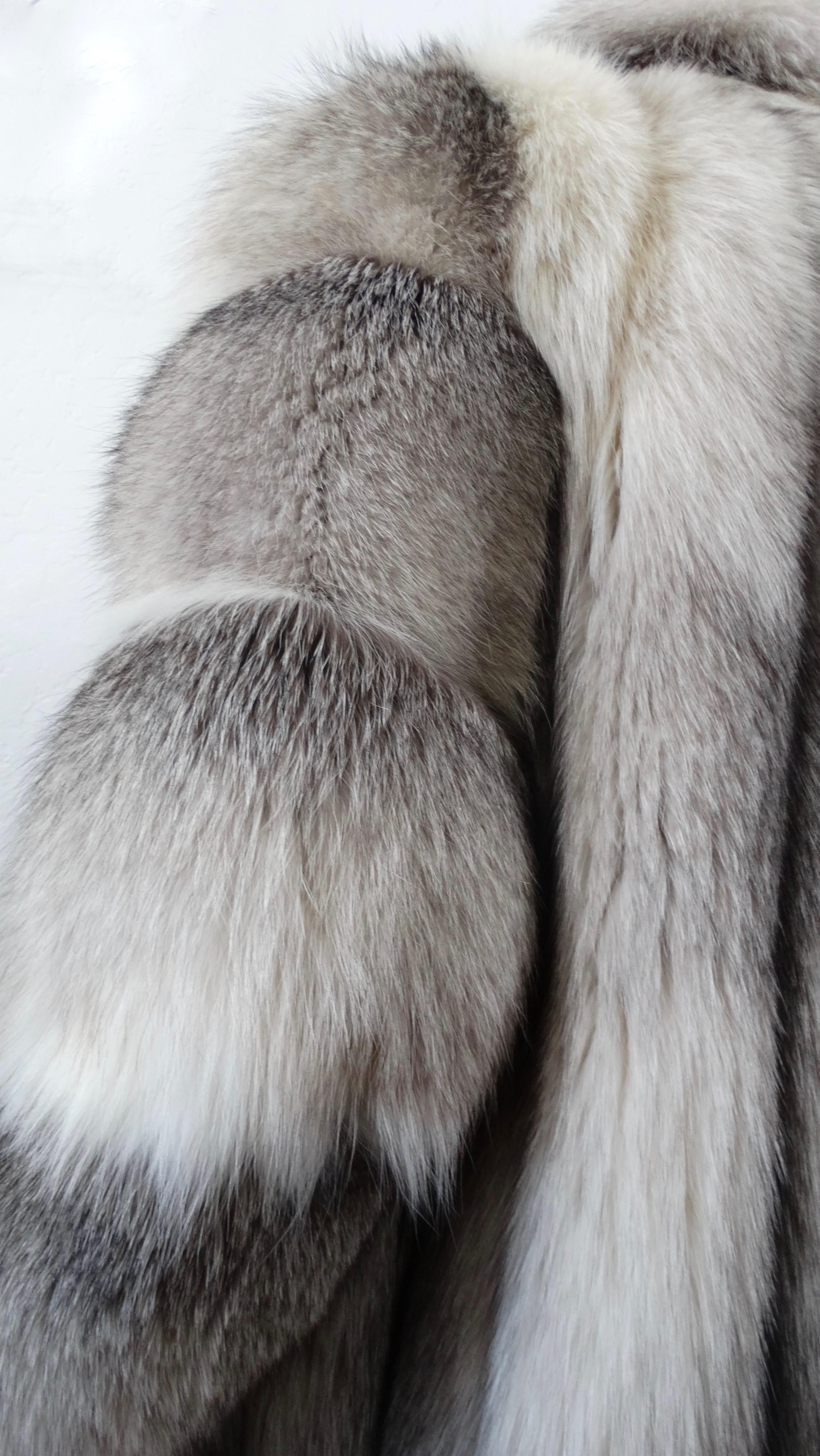 Charles Calfun 1970s Grey Fox Fur Coat 7