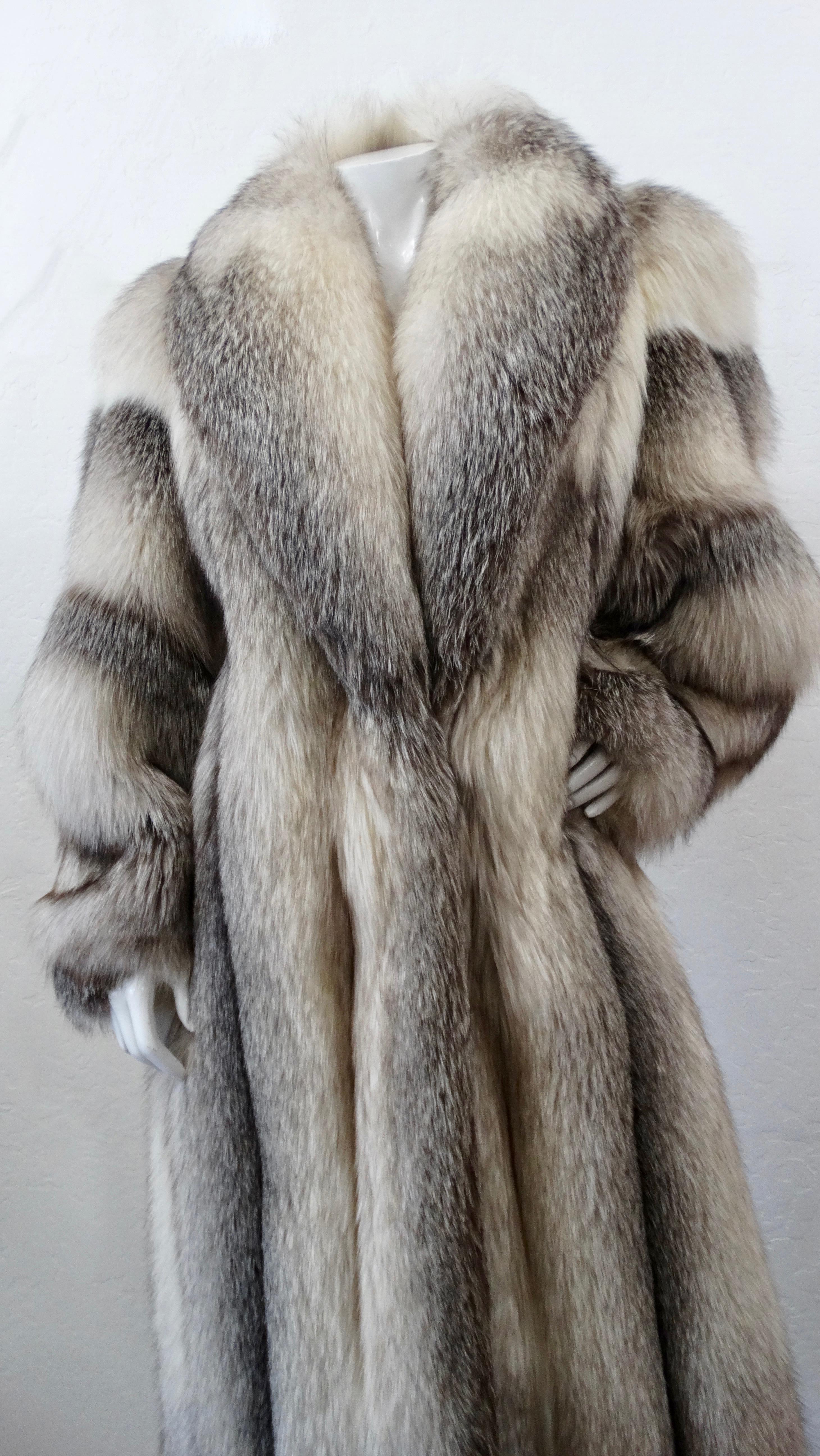 Charles Calfun 1970s Grey Fox Fur Coat 8