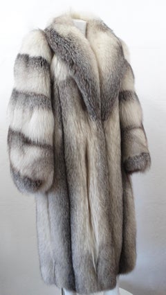 Charles Calfun 1970s Grey Fox Fur Coat