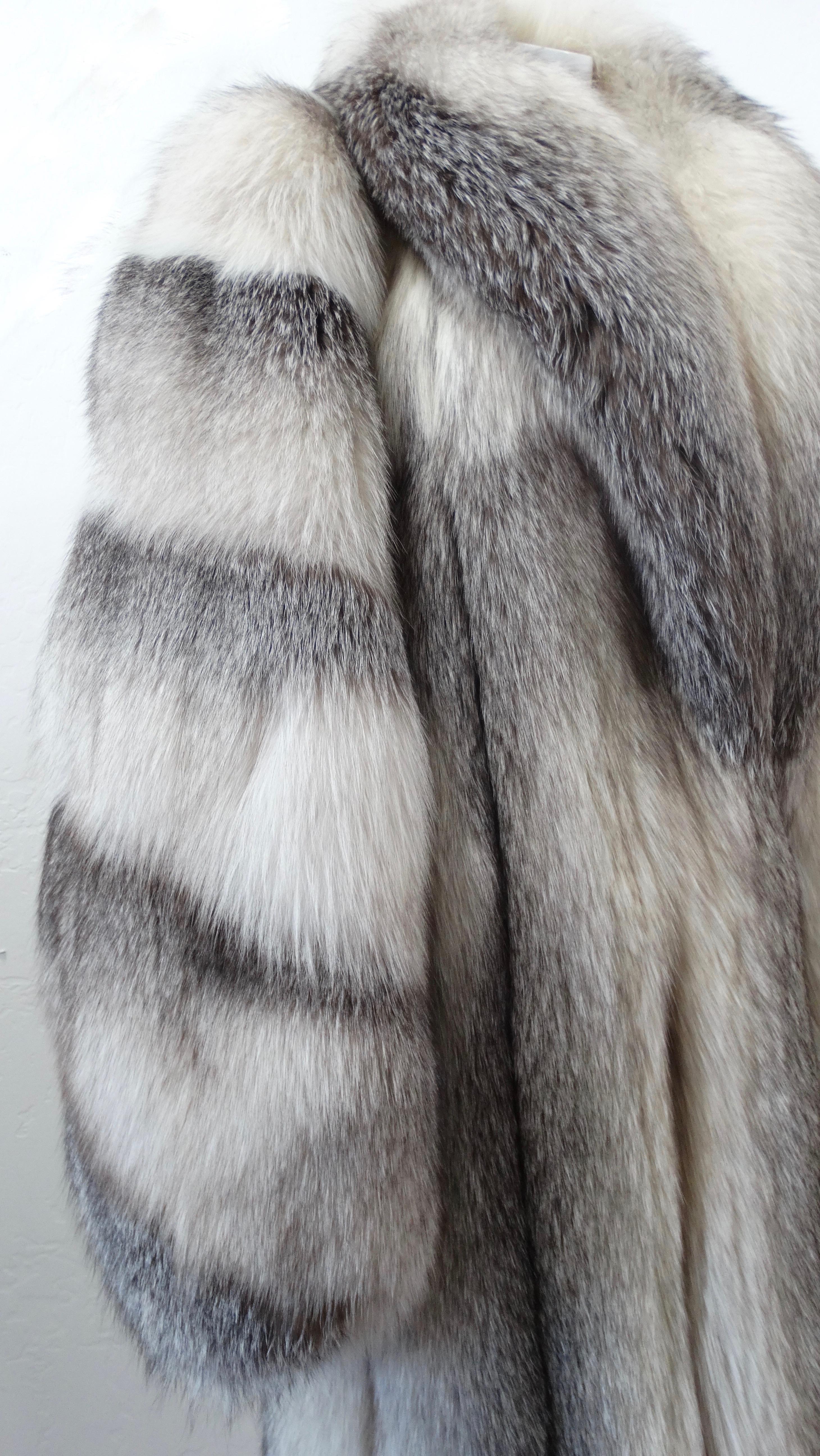 Gray Charles Calfun 1970s Grey Fox Fur Coat