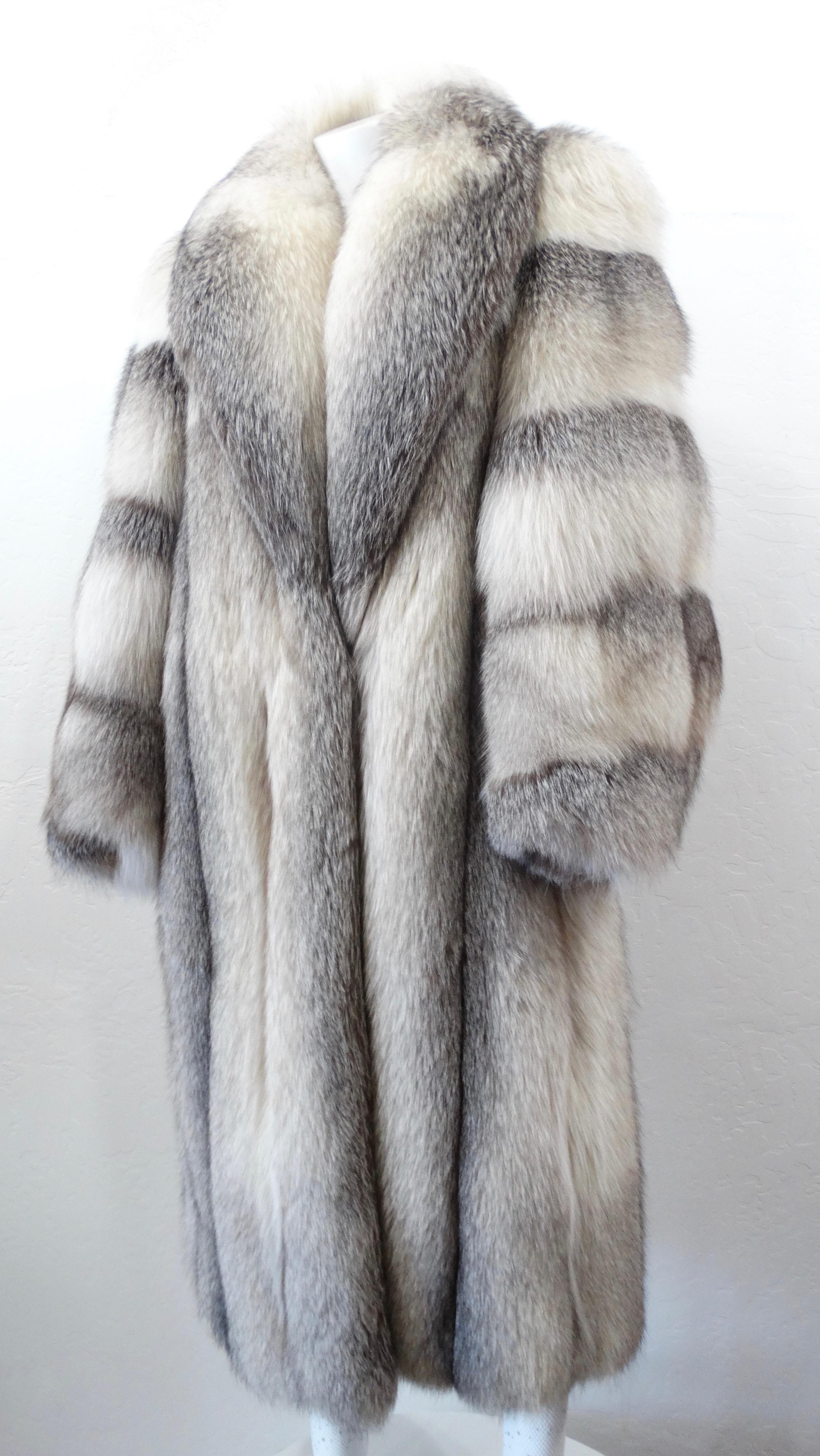 Charles Calfun 1970s Grey Fox Fur Coat In Good Condition In Scottsdale, AZ