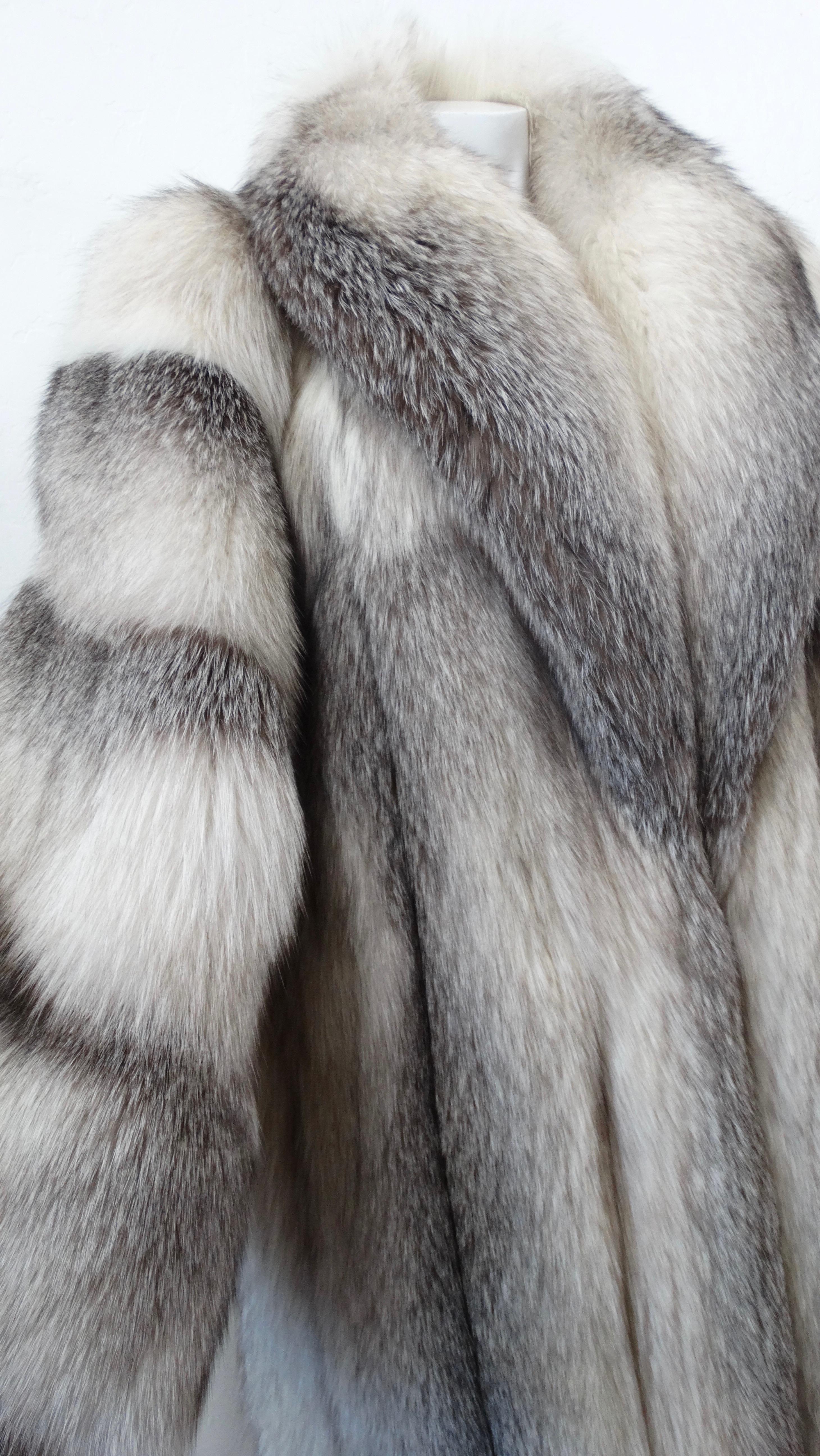 Charles Calfun 1970s Grey Fox Fur Coat 1