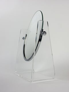 1970s Charles Hollis Jones Design Lucite and Nickel Table Mirror