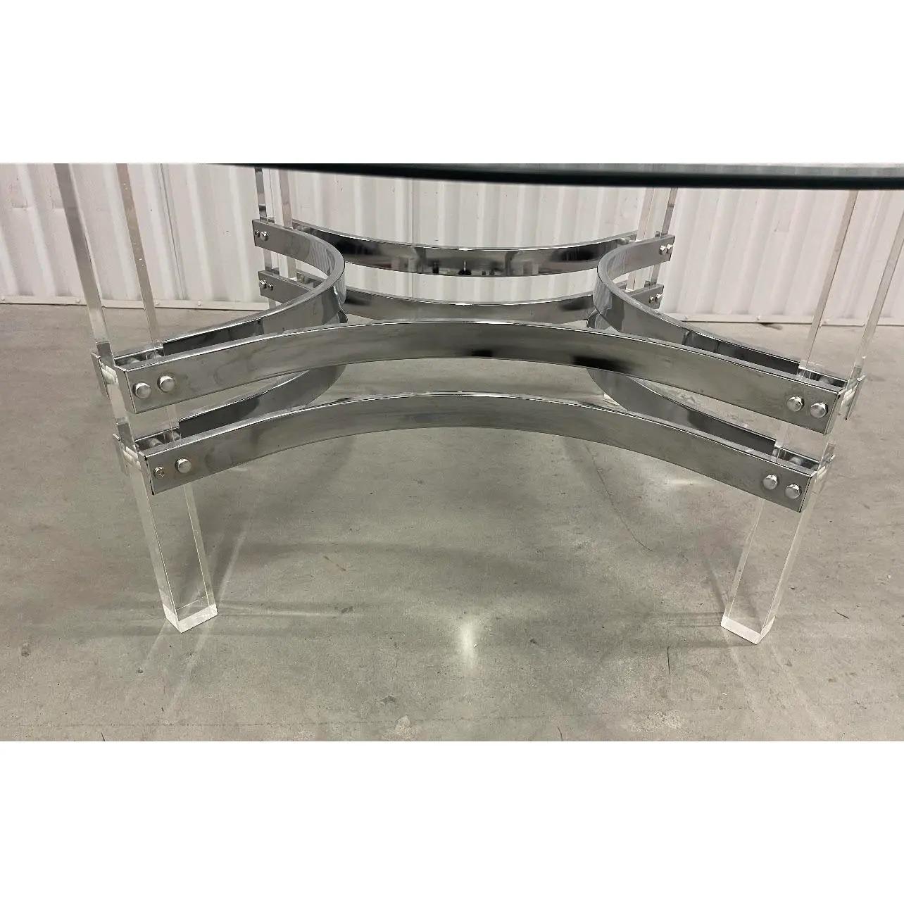 Mid-Century Modern 1970s Charles Hollis Jones Style Chrome and Lucite Coffee Table