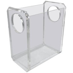 1970s Charles Hollis Jones Style Lucite Waste Basket