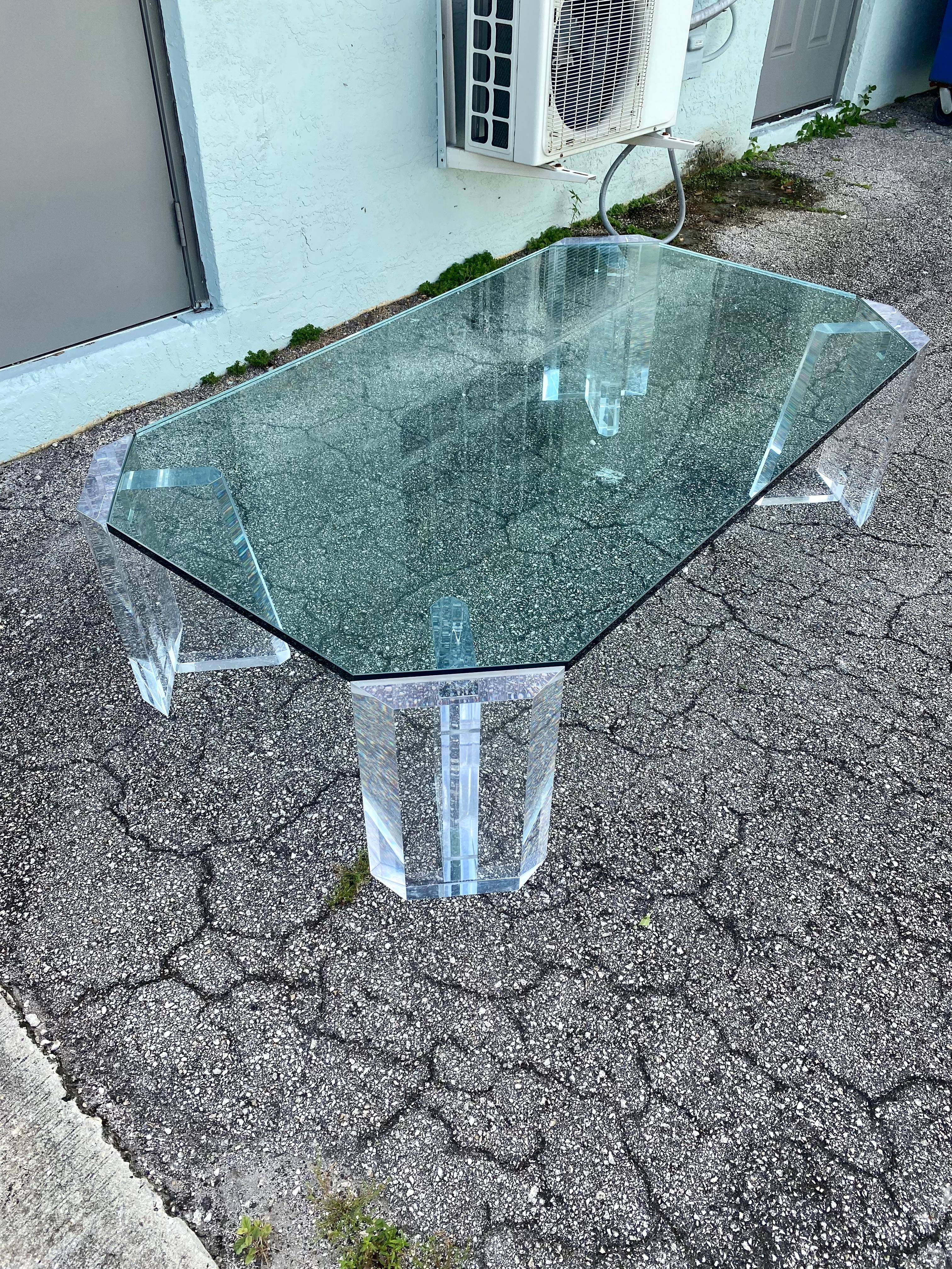 Mid-Century Modern 1970s Charles Hollis Lucite Glass Coffee Table For Sale