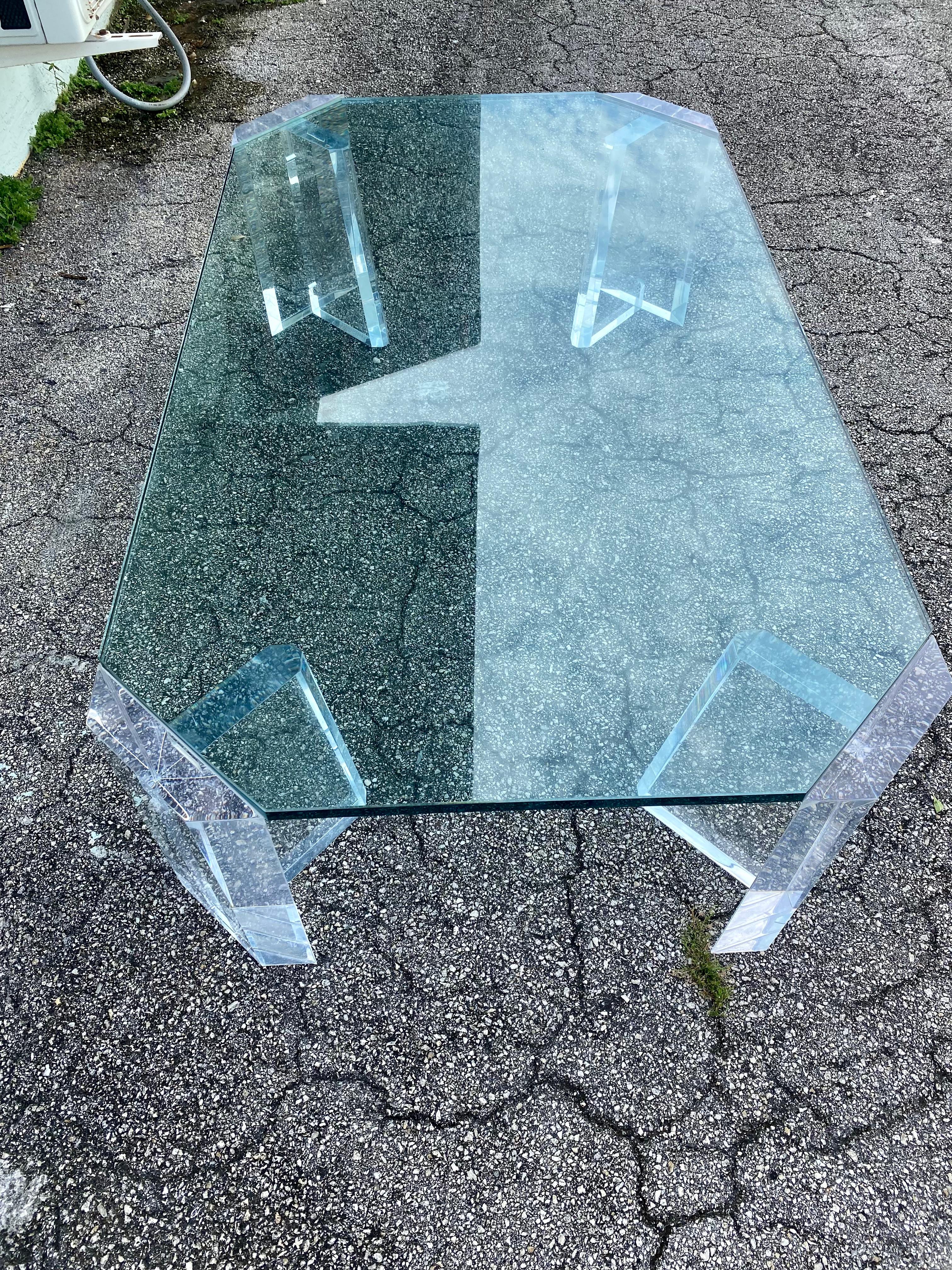 1970s Charles Hollis Lucite Glass Coffee Table For Sale 1