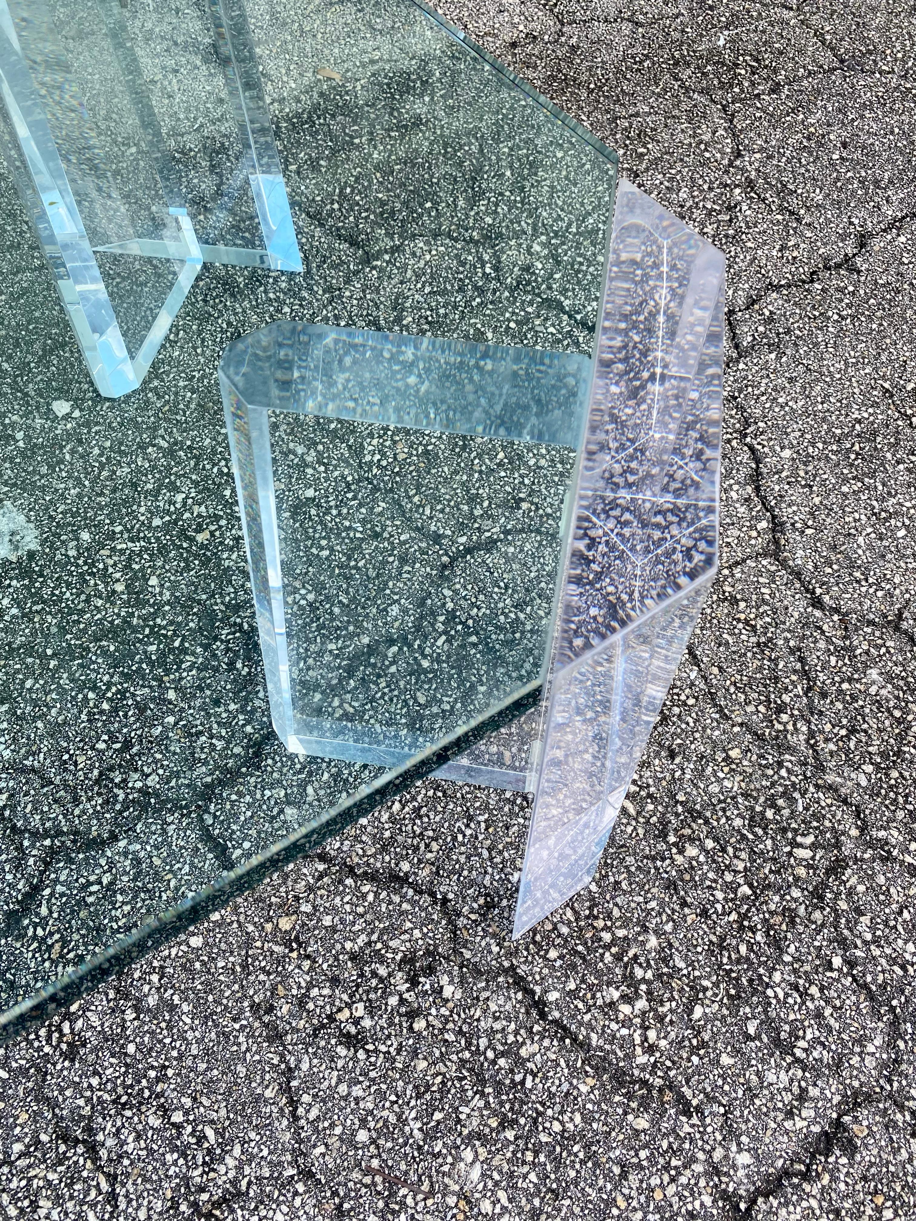1970s Charles Hollis Lucite Glass Coffee Table For Sale 3