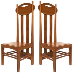 1970s Charles Rennie Mackintosh High-Back Chairs, Pair