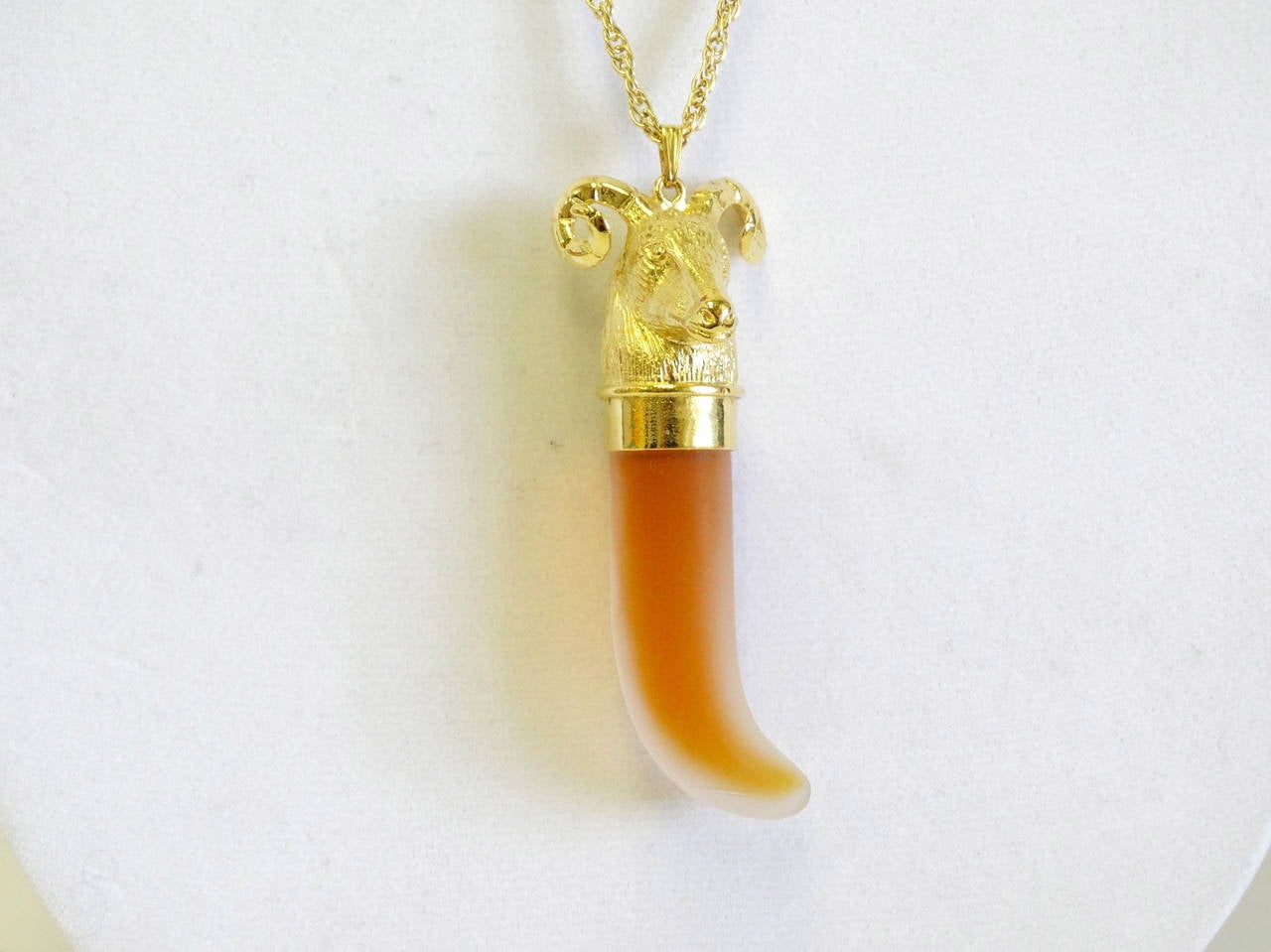 Charles Revson 1970s Ram's Head Perfume Flask Necklace For Sale 1