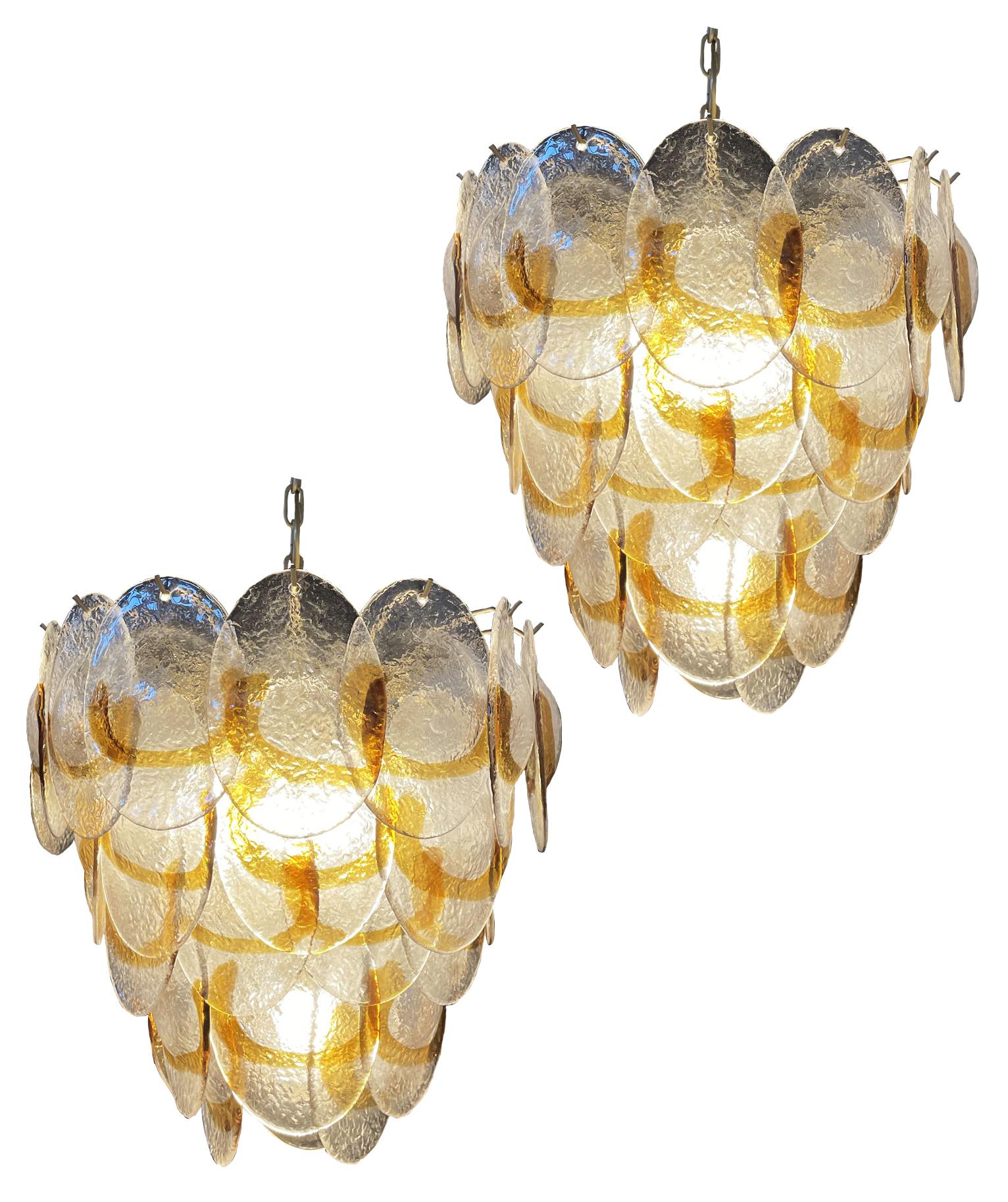 1970's Charming Murano Chandelier by Mazzega, 41 Lattimo Amber Glasses For Sale 10