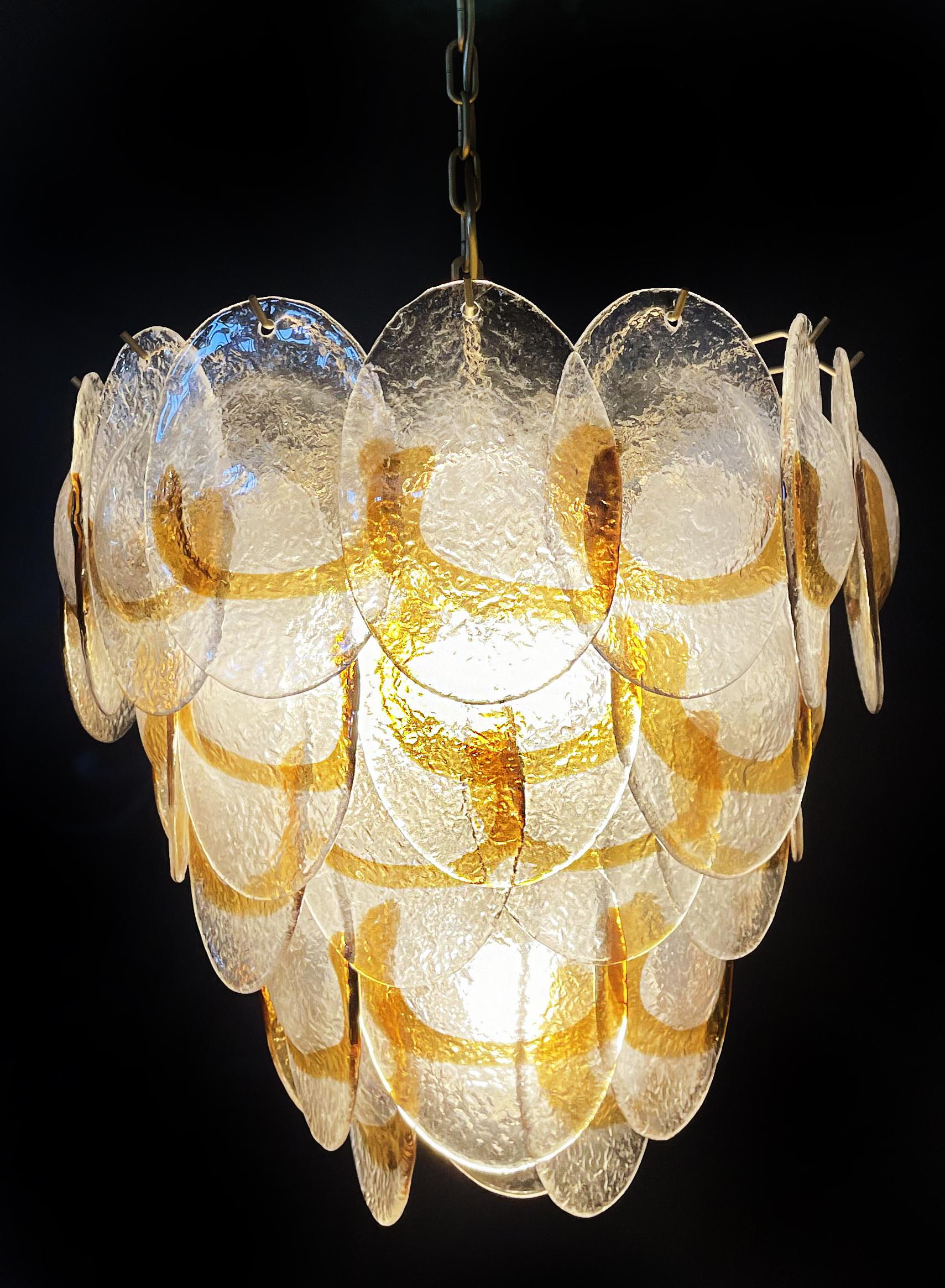 Late 20th Century 1970's Charming Murano Chandelier by Mazzega, 41 Lattimo Amber Glasses For Sale