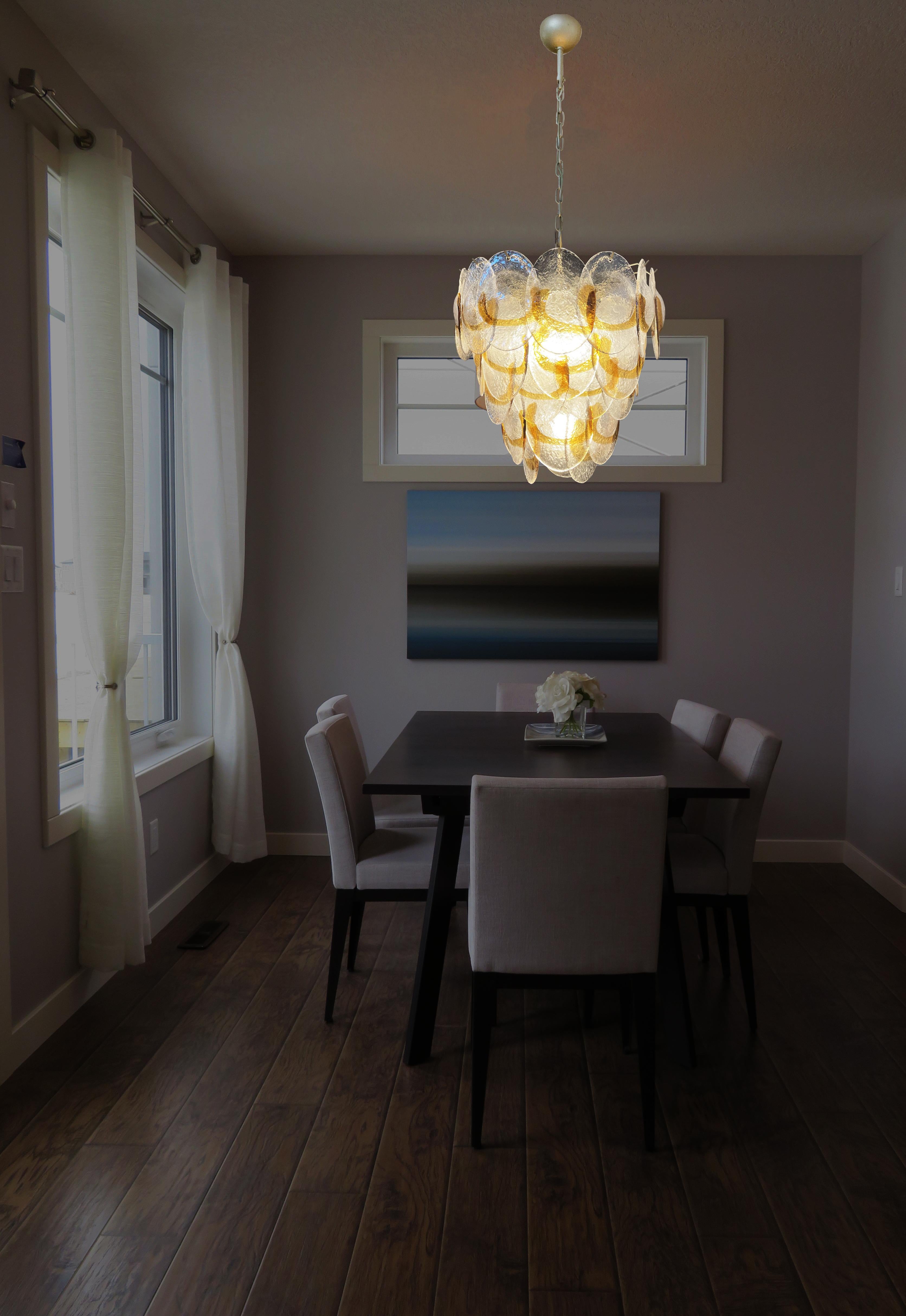 Lampadari di Murano anni '70 di Mazzega Murano, 41 bicchieri d'ambra Lattimo in vendita 1