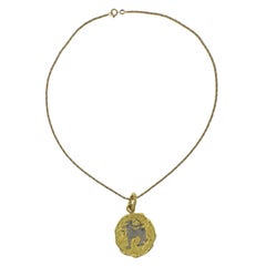 Vintage 1970s Chaumet Paris Gold Sagittarius Zodiac Pendant Necklace