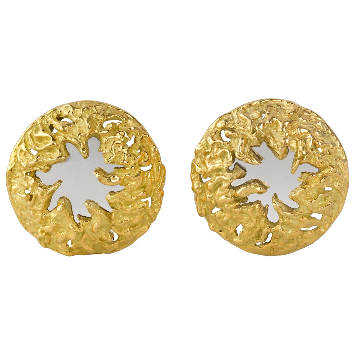 1970s Chaumet White and Yellow Gold Ear Clips