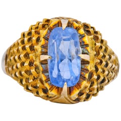 1970s Vintage 2.75 Carats Ceylon Sapphire 14 Karat Gold Ring