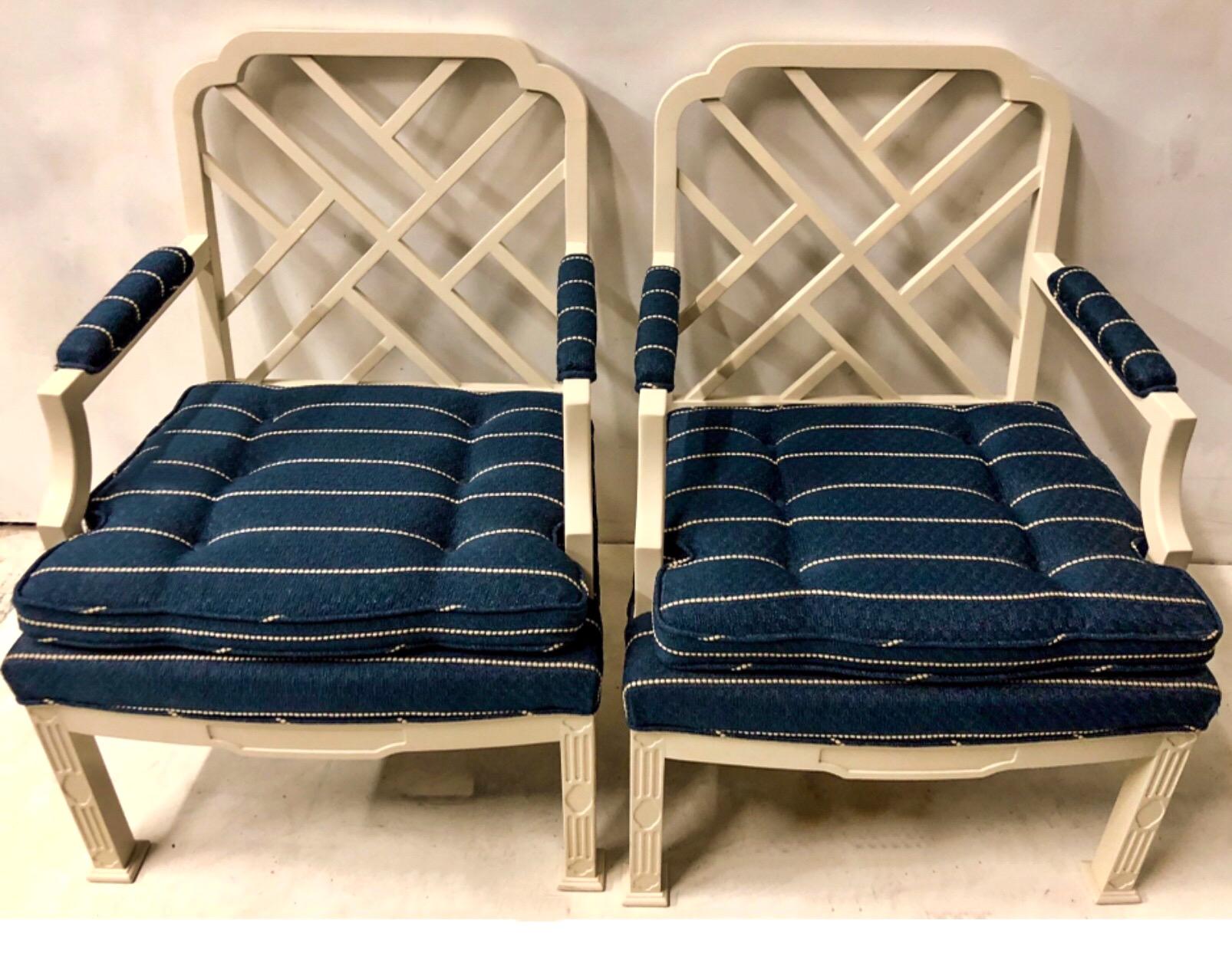 Fin du 20e siècle Paire de chaises chinoises de style Chippendale des années 1970 par Erwin Lambeth en vente