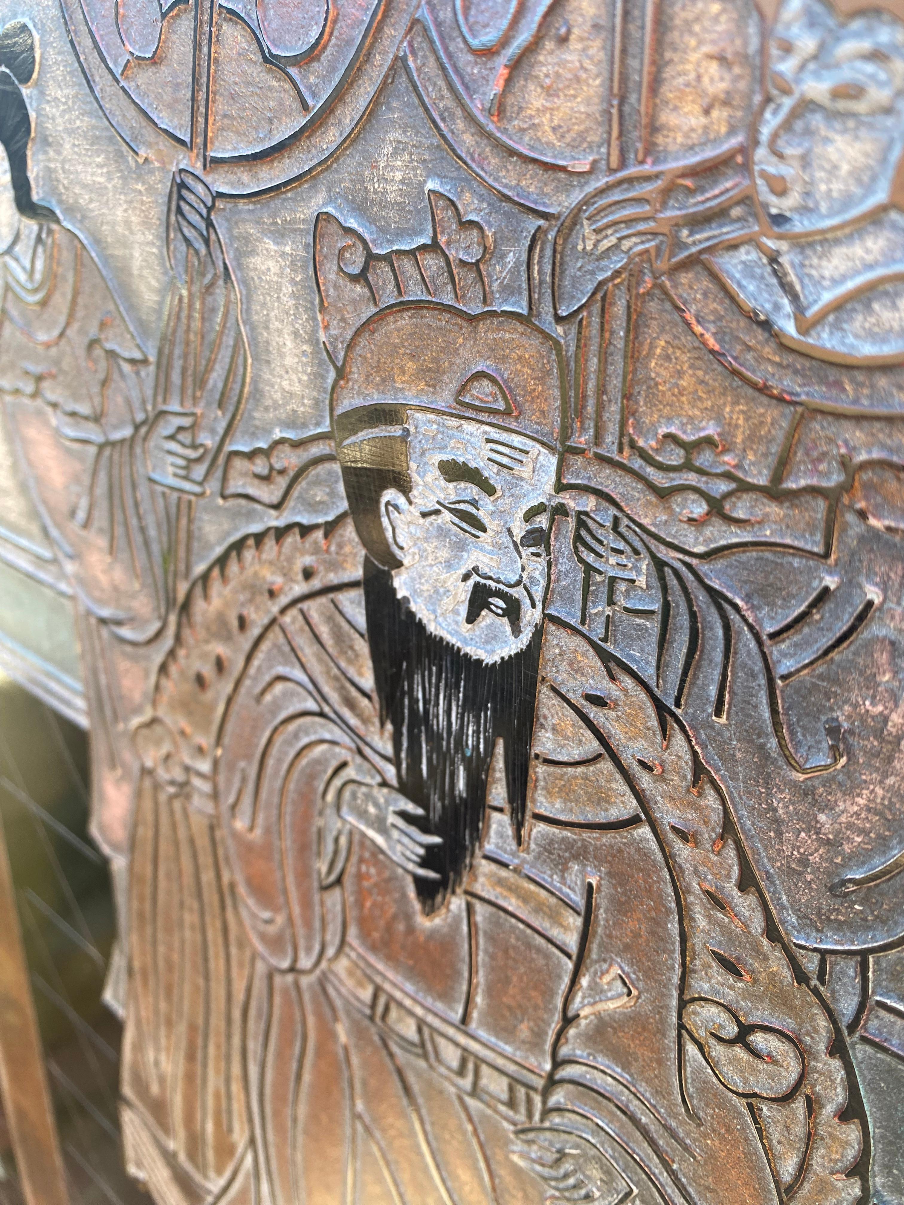 Panel lacado tallado Coromandel negro de exportación china de los años 70 por Zhongkun en venta 4