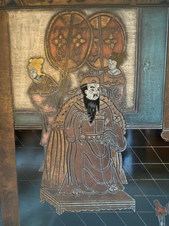 1970s Chinese Export Black Coromandel Carved Laquer Panel by Zhongkun