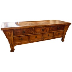 1970s Chinese Sideboard with Drawers and Handles in Lacquered Wooden Bronze